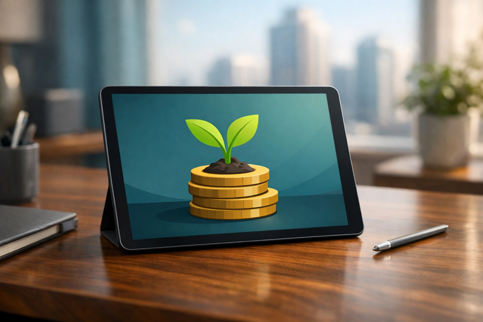 Digital tablet showing financial growth and wealth building for 2026 retirement tax strategies.