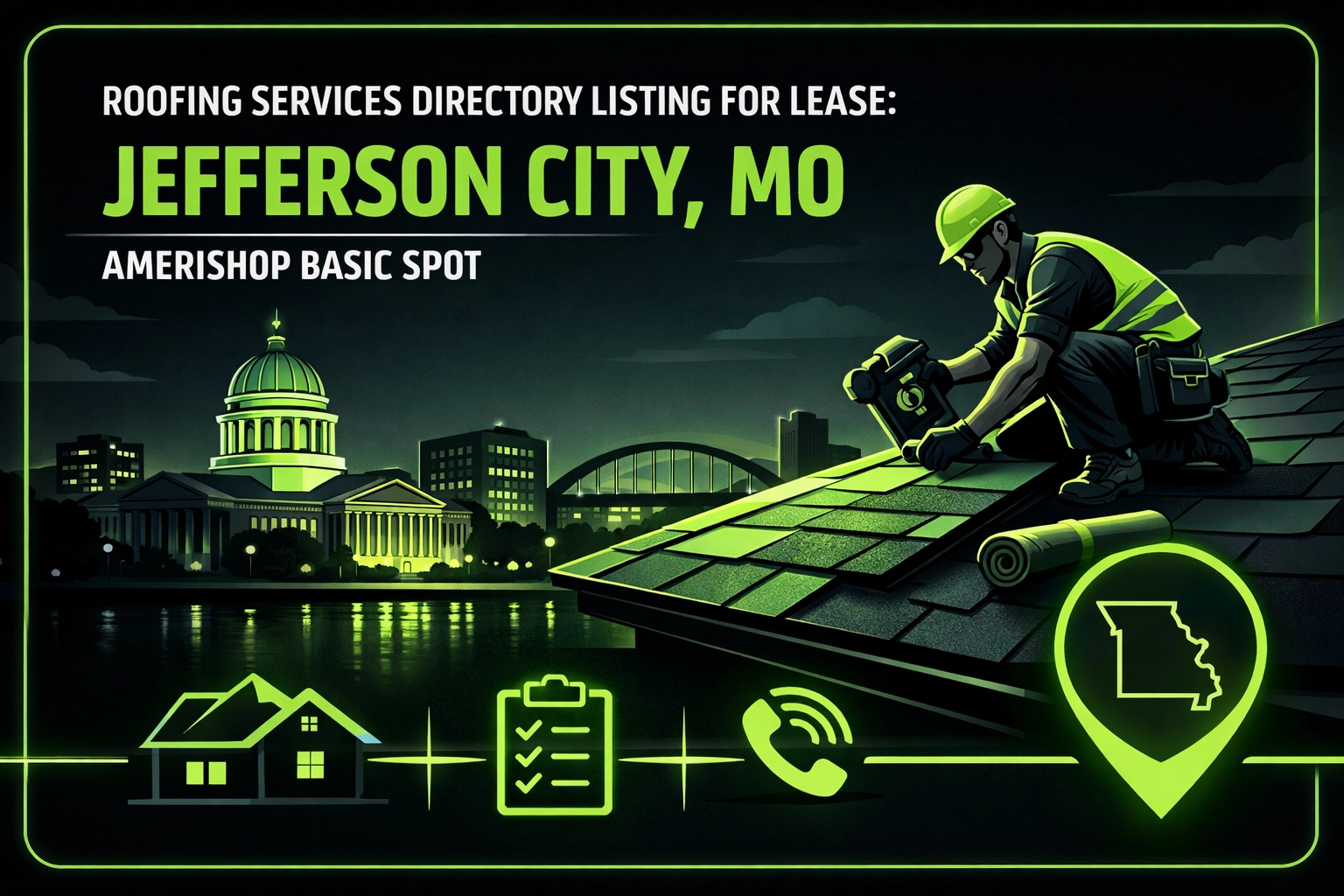 [HERO] Roofing Services Directory Listing For Lease: Jefferson City, MO - Amerishop Basic Spot