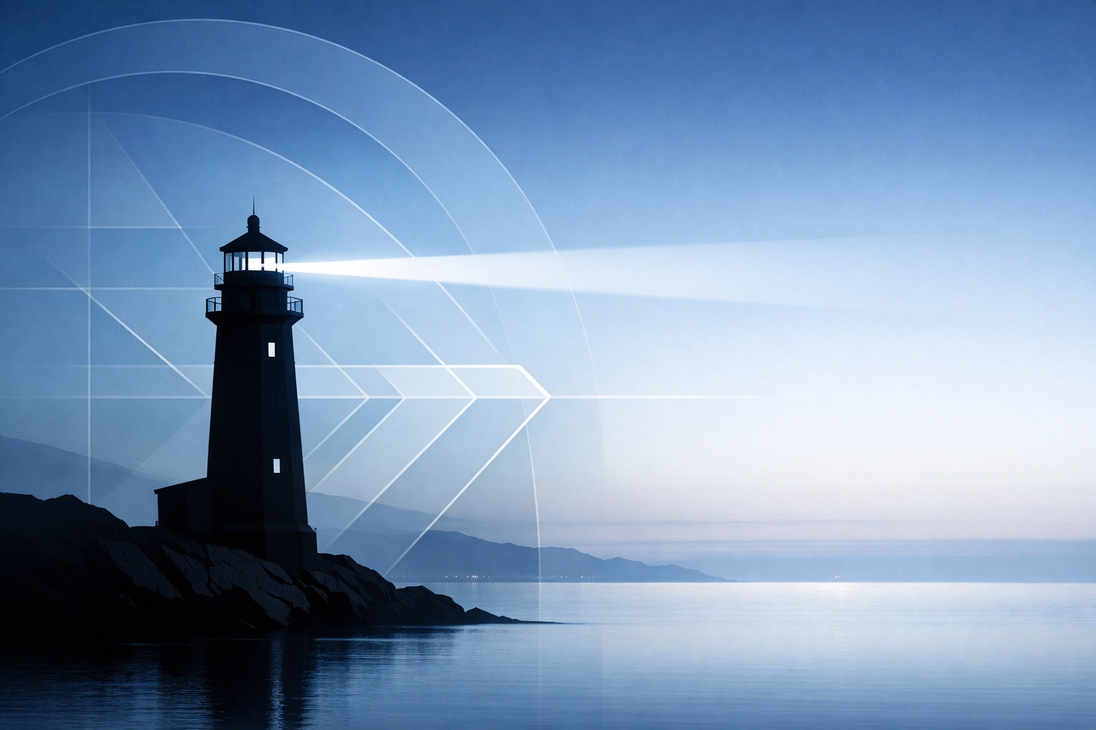 Minimalist lighthouse symbol representing professional legal guidance and navigation through a complex divorce.