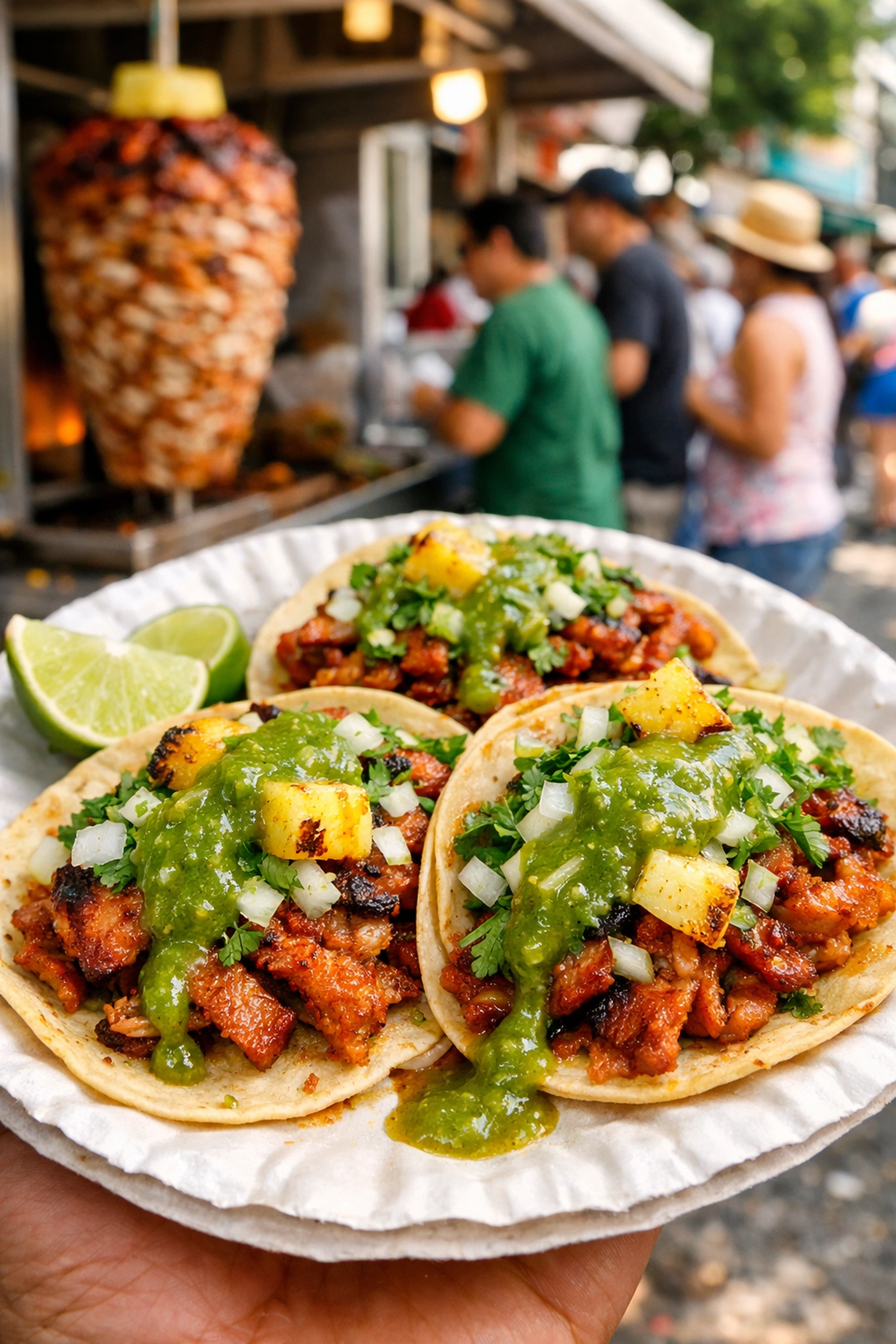 Authentic tacos al pastor from local street cart in Puerto Vallarta Old Town
