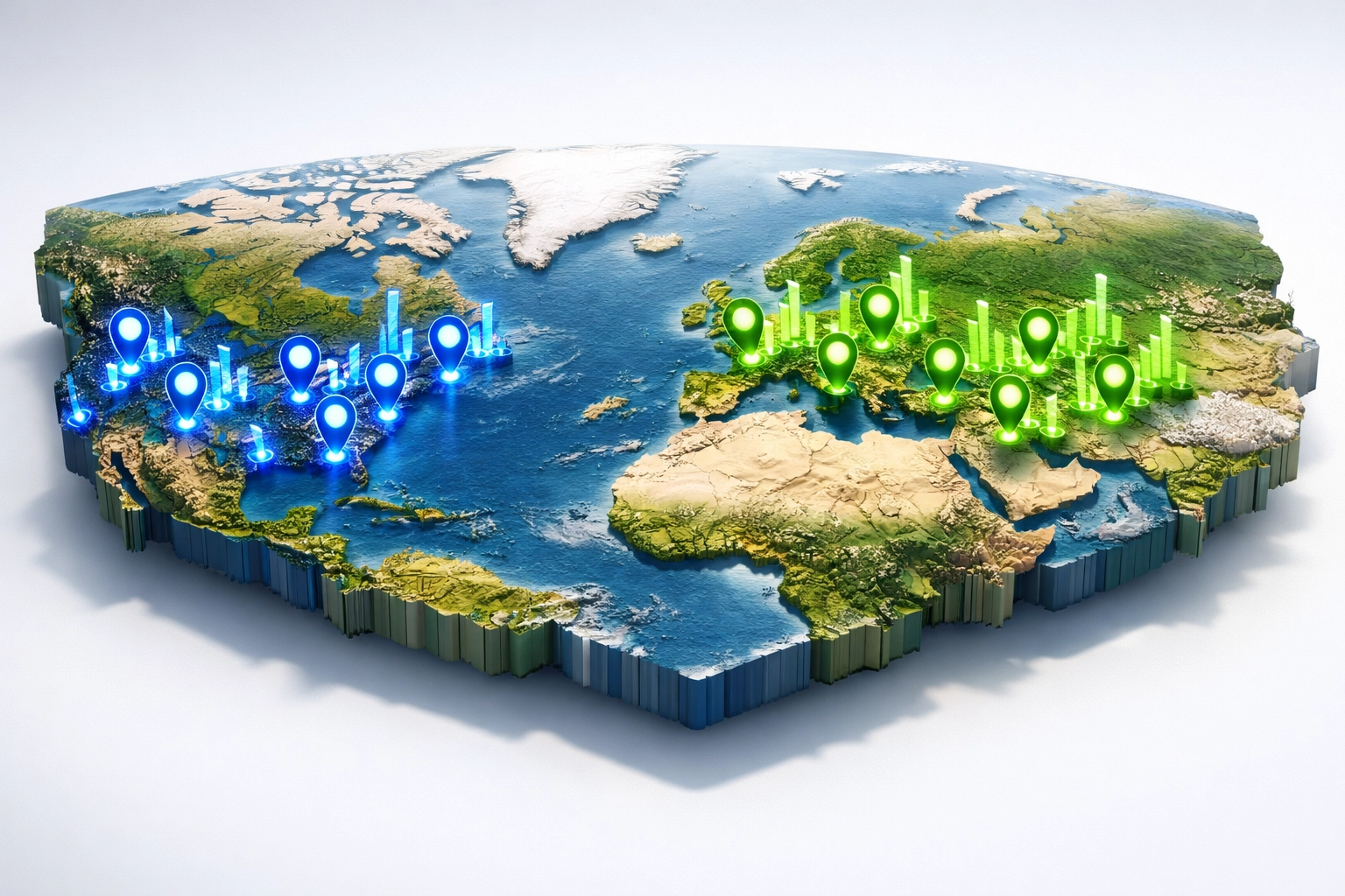 Geographic map showing ServiceNow consulting rate variations across US and EU markets in 2026