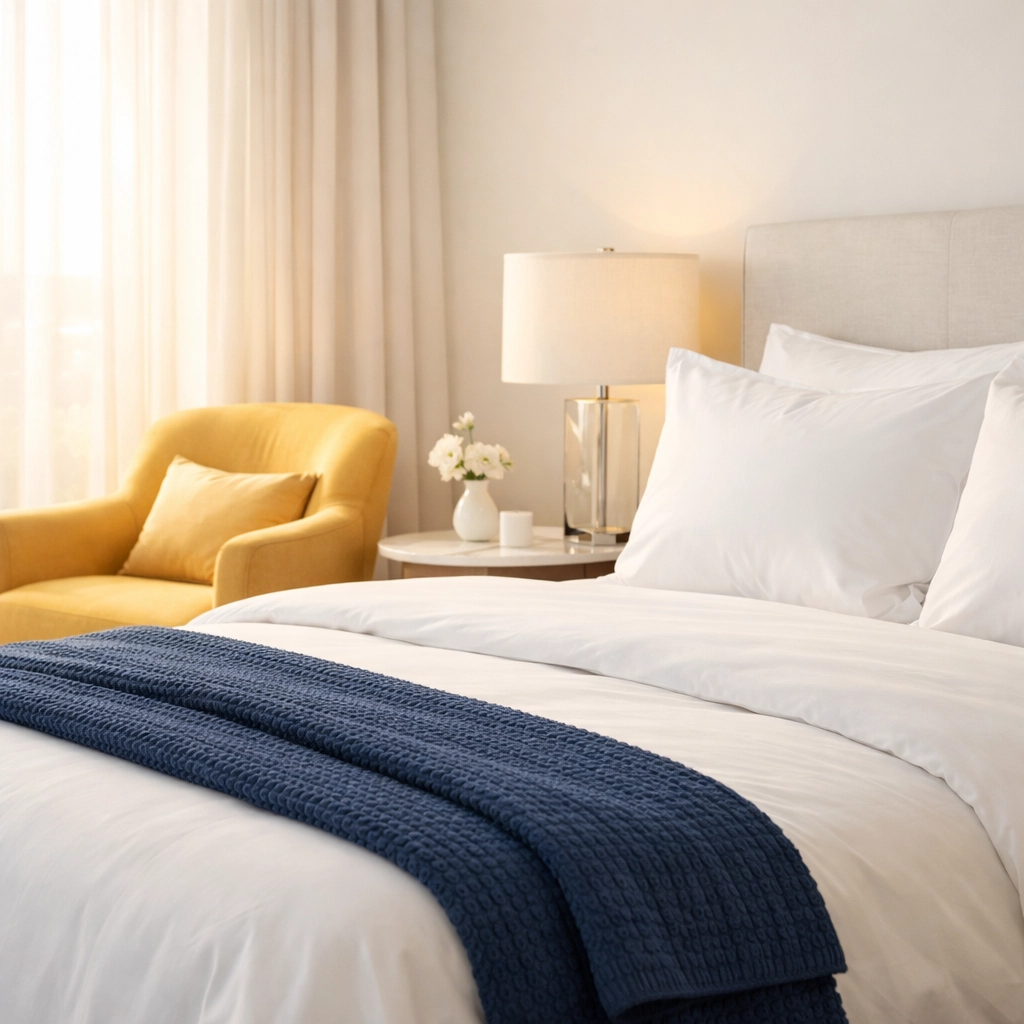 A serene luxury bedroom sanctuary following a professional house cleaning Worcester MA visit.