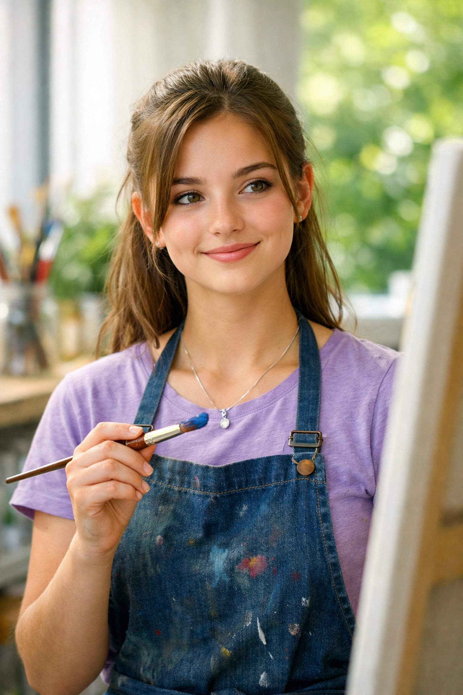 Teenager enjoying art therapy in a therapeutic group home for teens art studio.