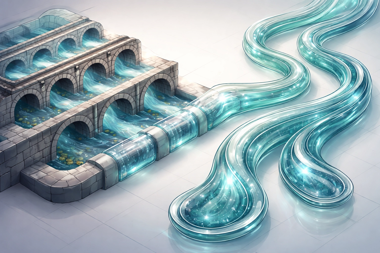 Conceptual illustration of evolving private market liquidity from traditional capital to evergreen structures