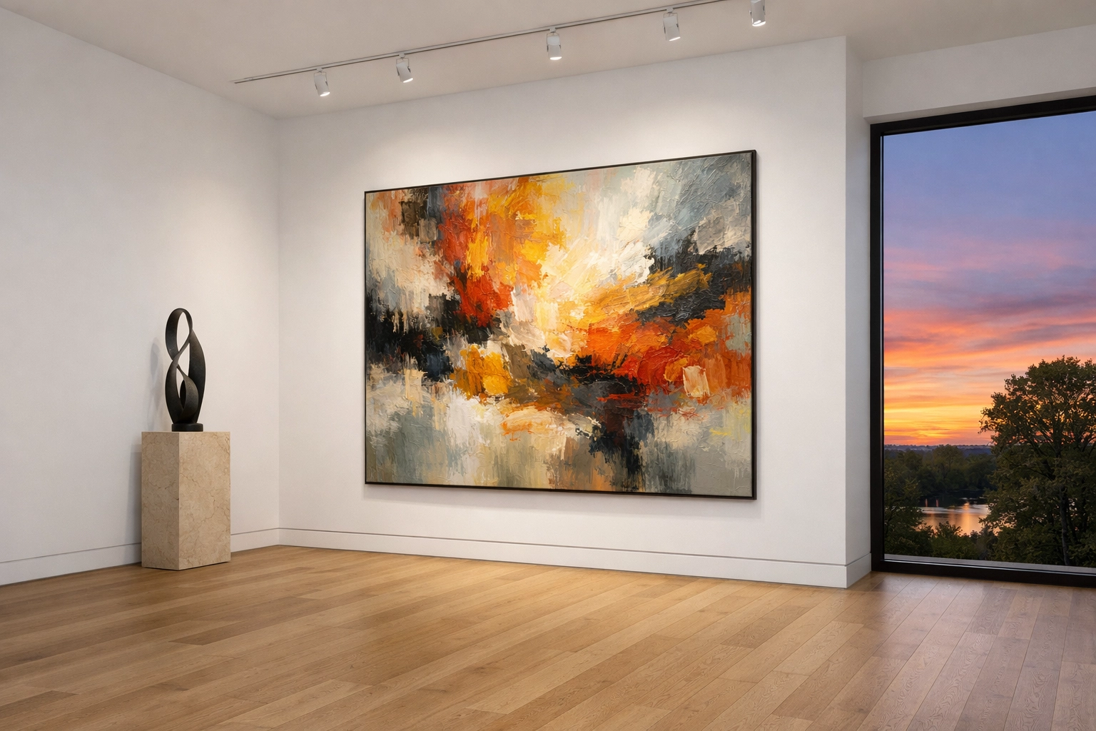 Private luxury art gallery in Connecticut featuring fine art protected by market value insurance.