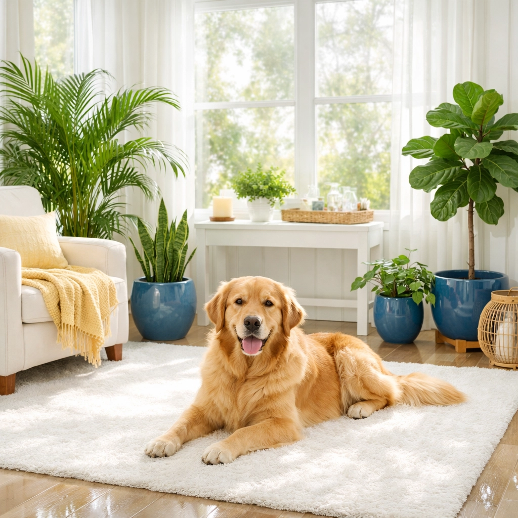A sparkling sunroom in Winchester showing the pet-safe results of an eco-friendly deep cleaning.