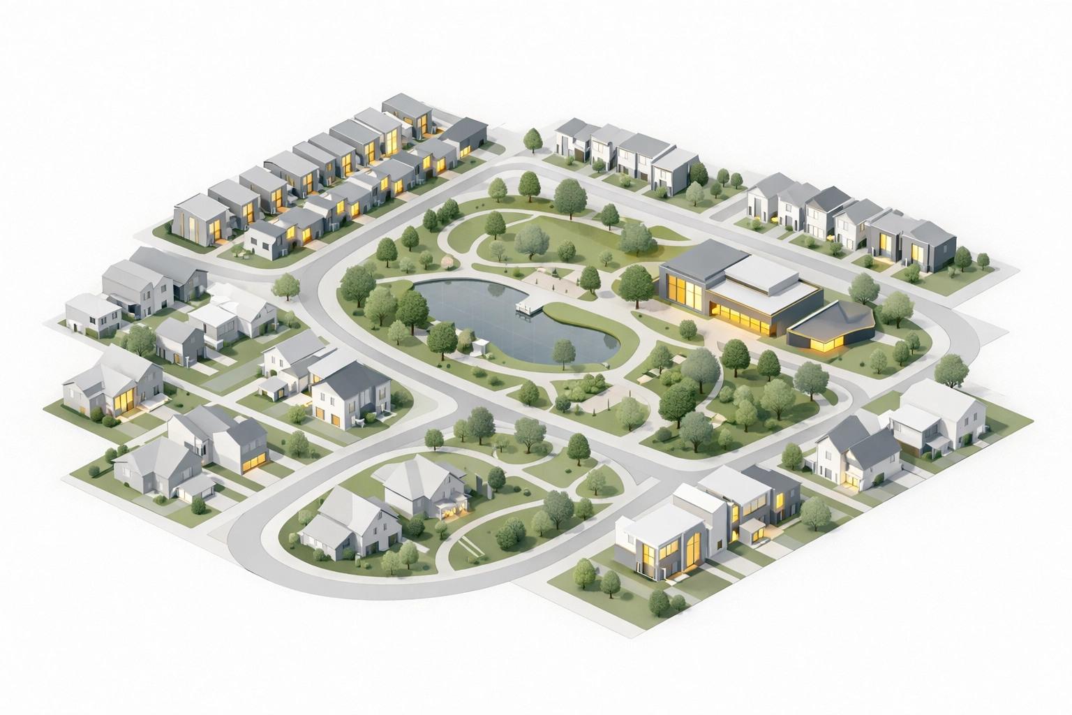 Aerial view of planned community neighborhoods in Summerville SC with homes and green spaces