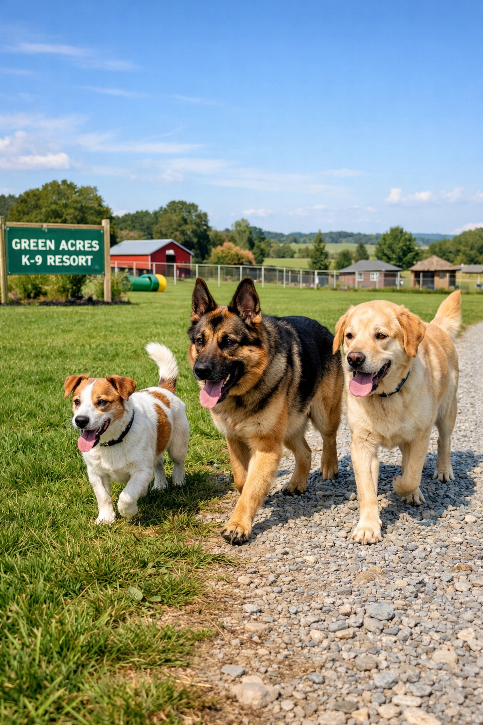 Group dog walk on varied terrain supporting joint health in Portland