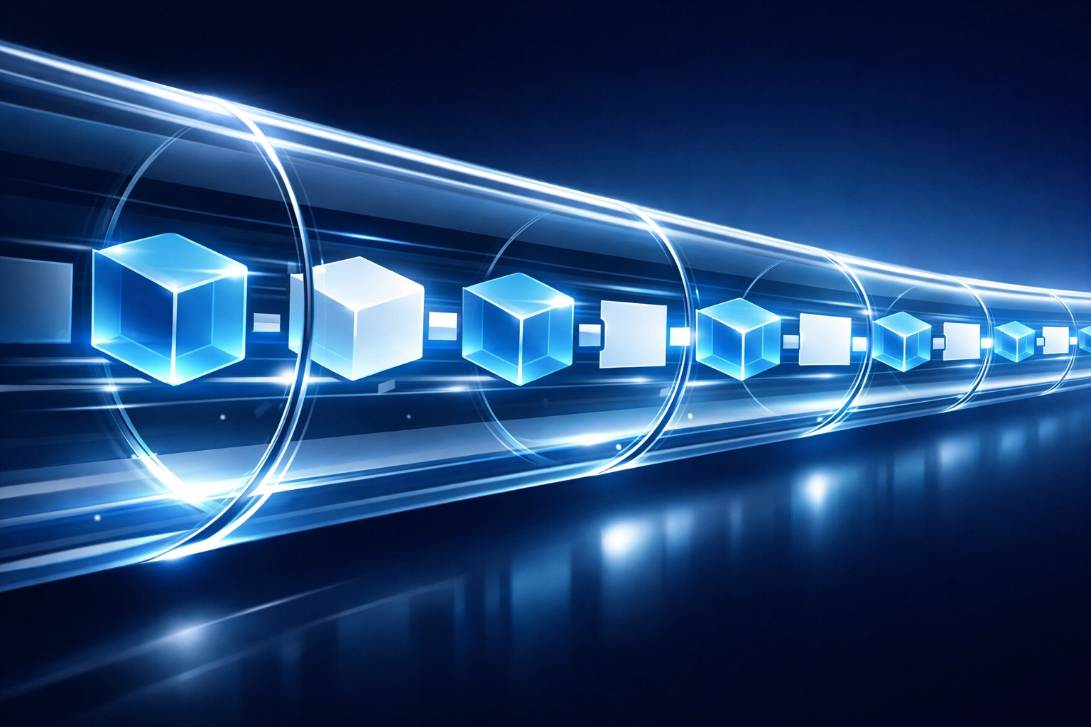 Synchronized digital data pipeline representing automated business workflows and brand consistency.