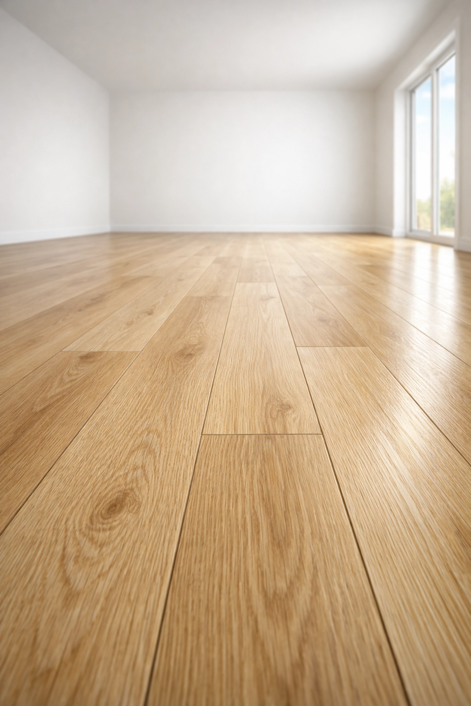 Modern luxury vinyl plank flooring in an empty apartment ready for move-in.