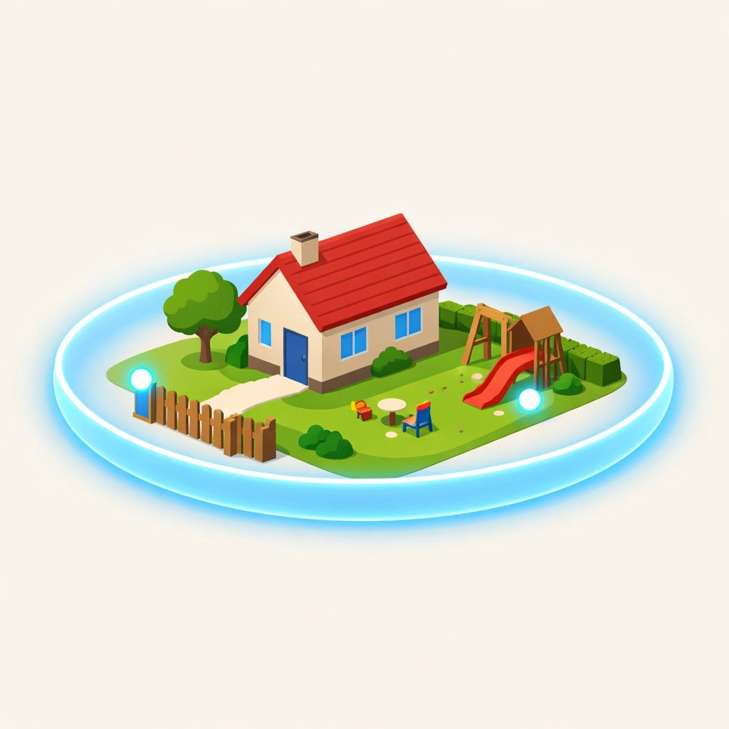 Illustration showing a secure perimeter and CCTV coverage for a British pre-school building.