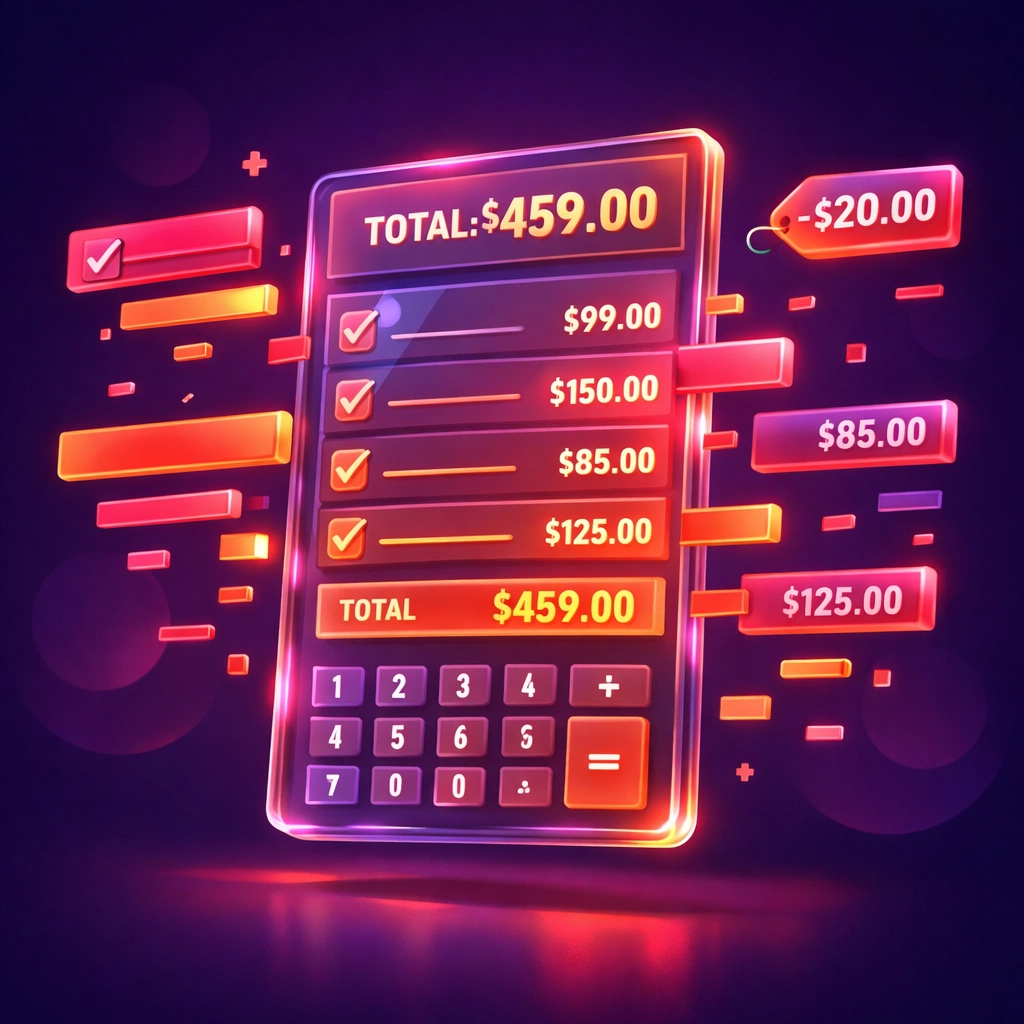 Transparent digital marketing cost breakdown with pricing calculator and itemized expenses