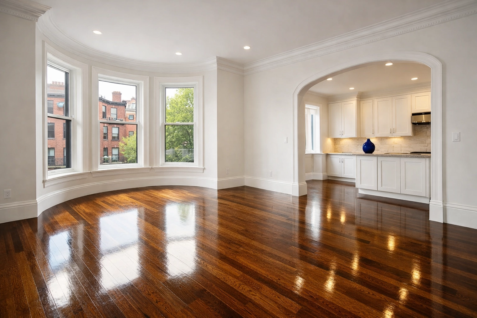 Spotless Boston apartment interior after professional move-out turnover cleaning.