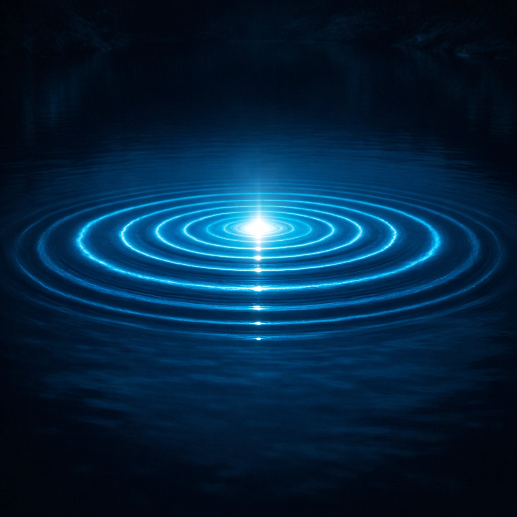 Glowing ripples representing how high performing leaders influence their team through nervous system regulation.