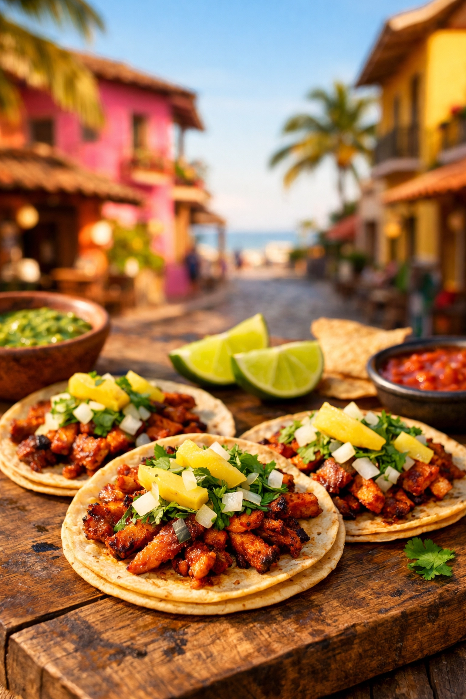 Authentic street tacos in Old Town Puerto Vallarta near vacation condo rentals.