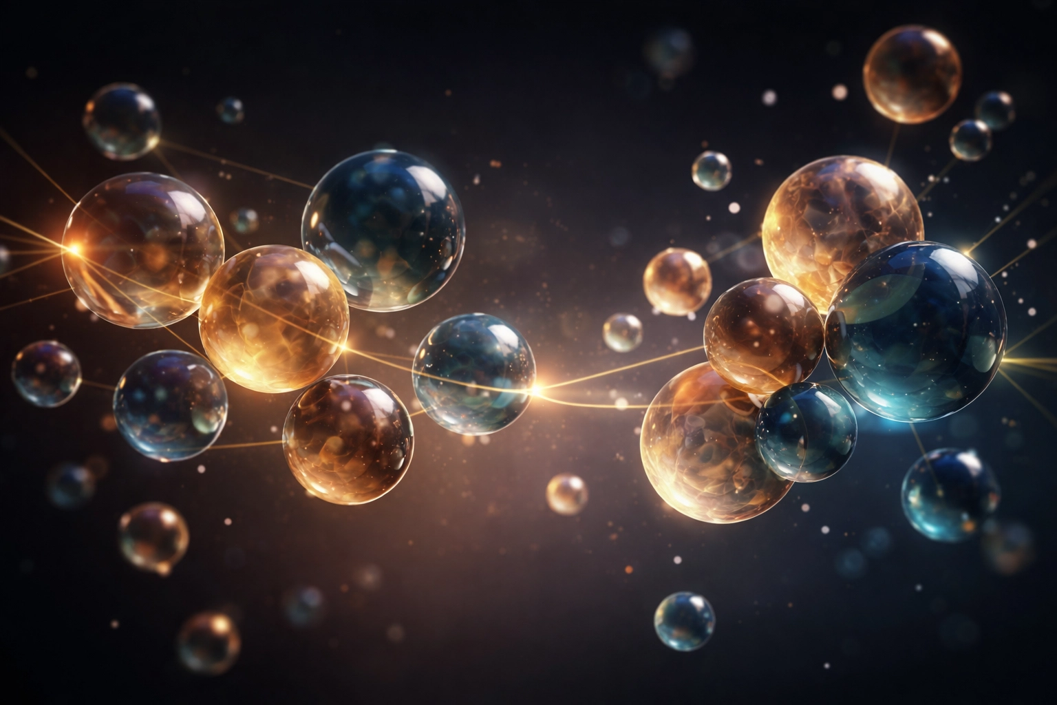 Visualization of asset correlation and diversification with interconnected spheres representing portfolio balance