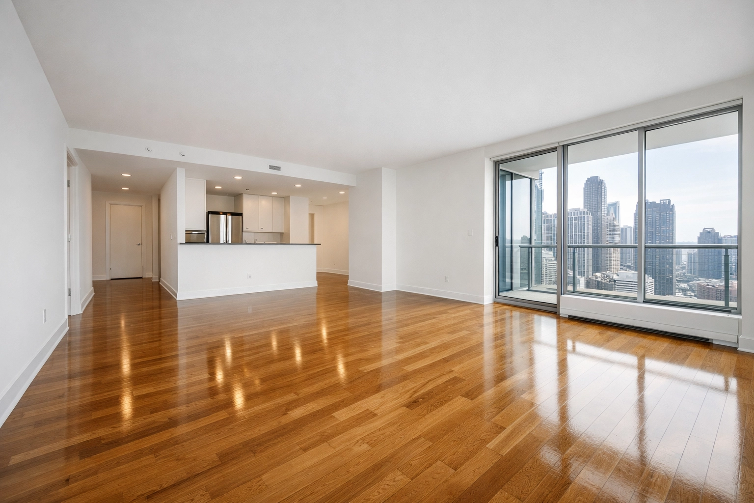 Bright, rent-ready vacant apartment with hardwood floors in Chicago, prepared for new tenant move-in.