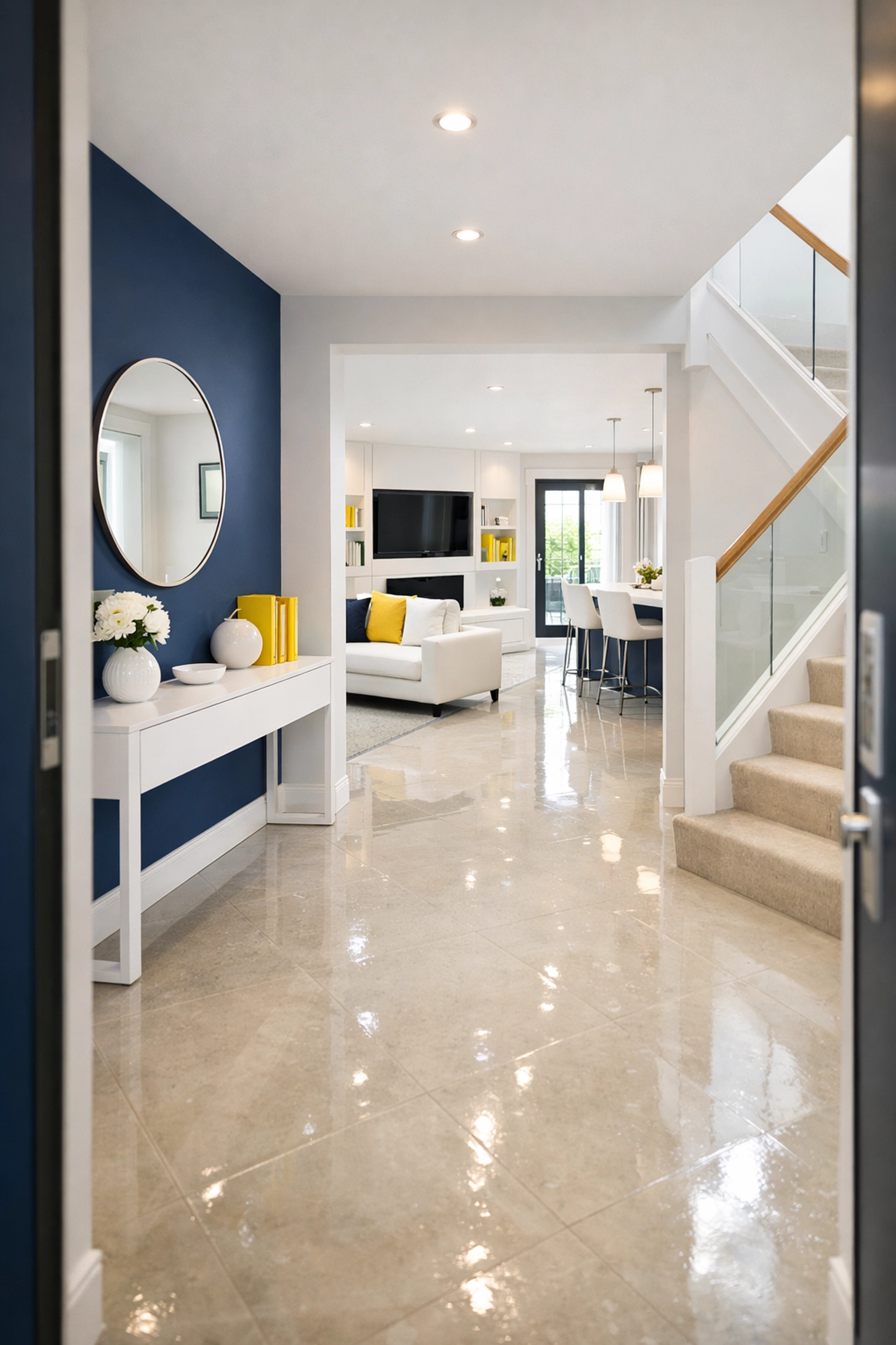 Sparkling home entryway near Polar Park after professional house cleaning in Worcester MA.