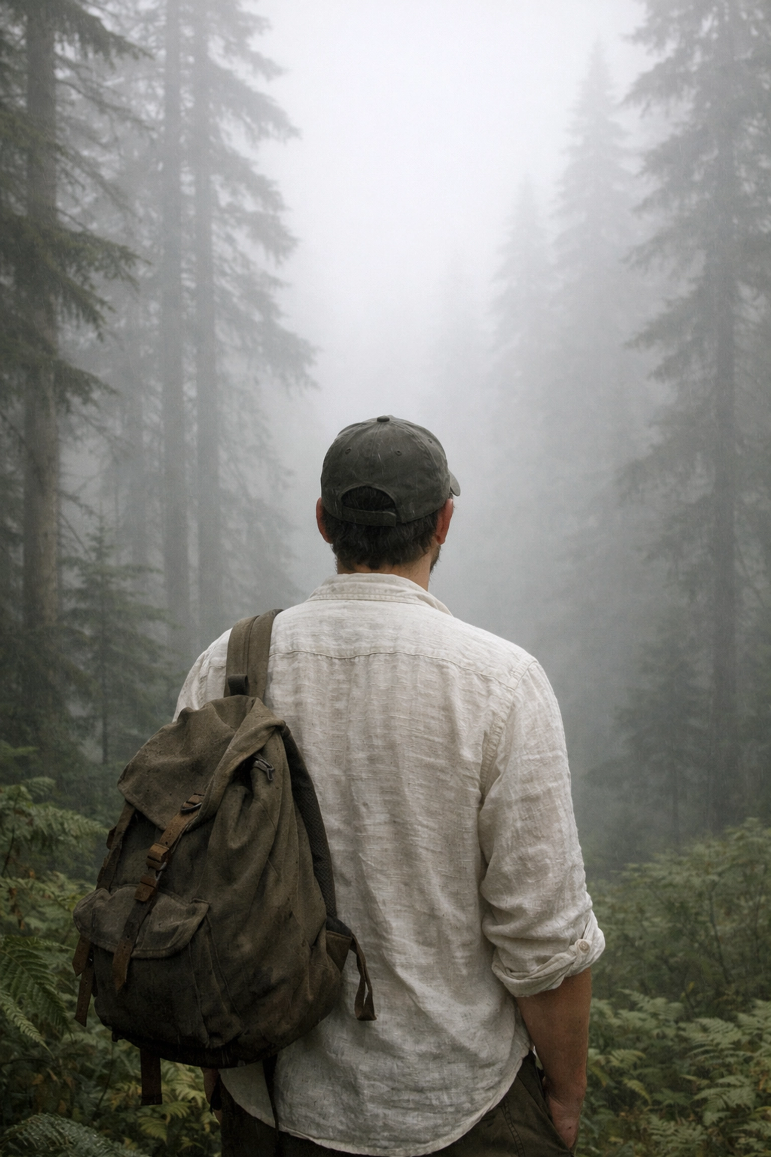 Fine art photography showing a misty forest scene at Olympic National Park with soft, ethereal light.