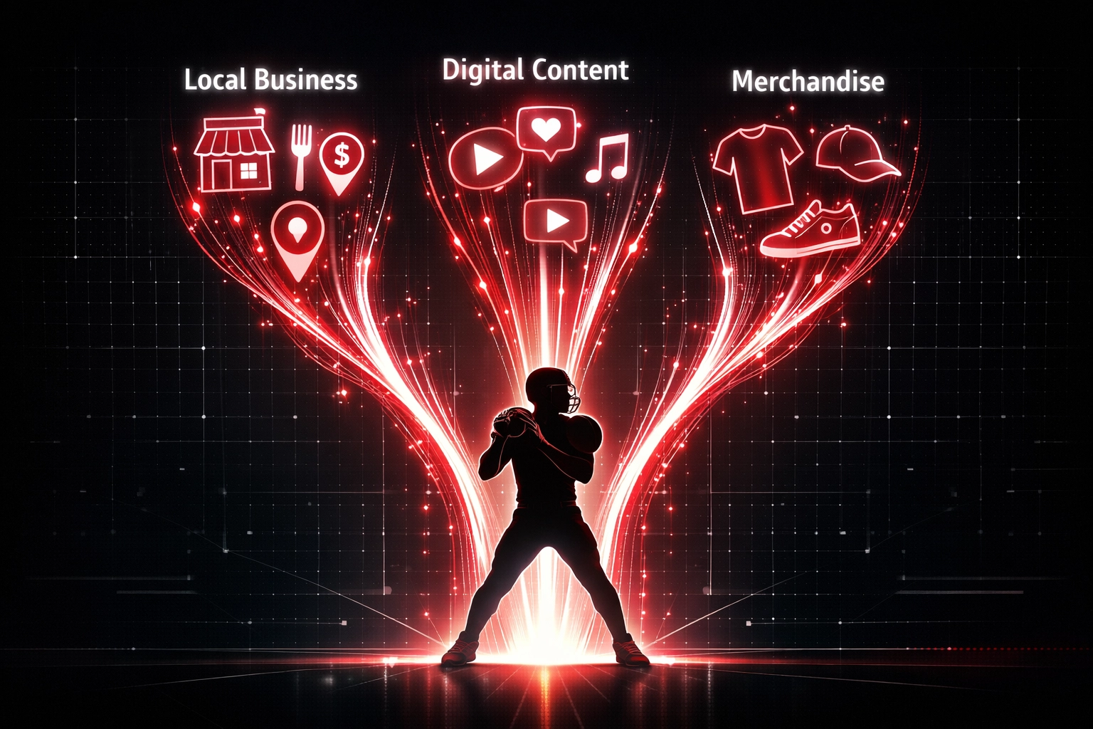 NIL revenue streams for Class of 2030 quarterback showing endorsements, content, and merchandise income