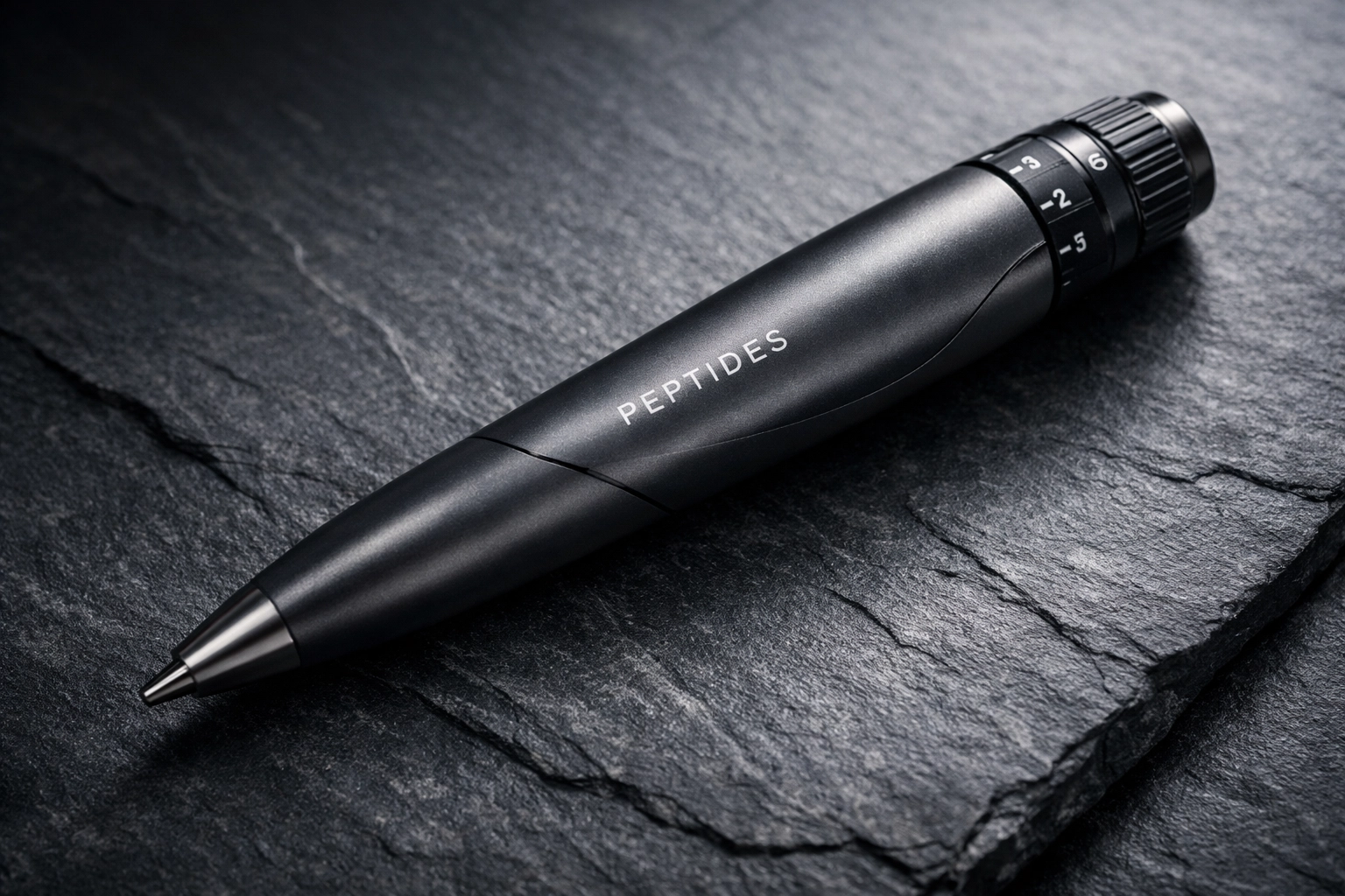 Sleek metallic reusable peptide pen for professional and precise research administration.