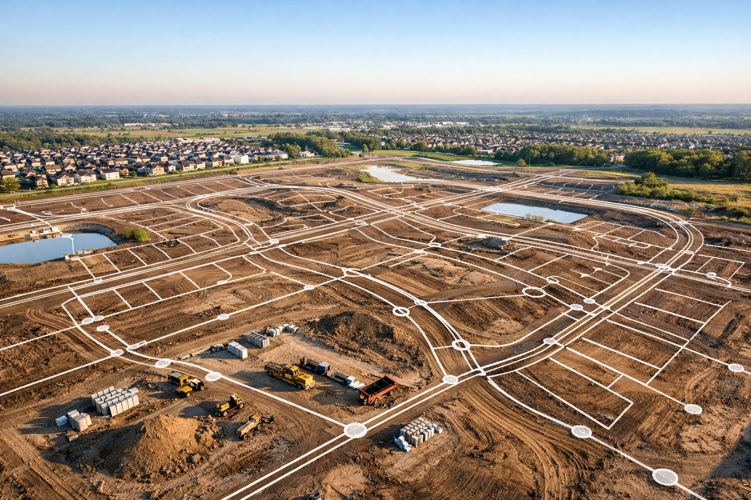Ontario suburban development site with site plan and utility overlays for an FSR application.