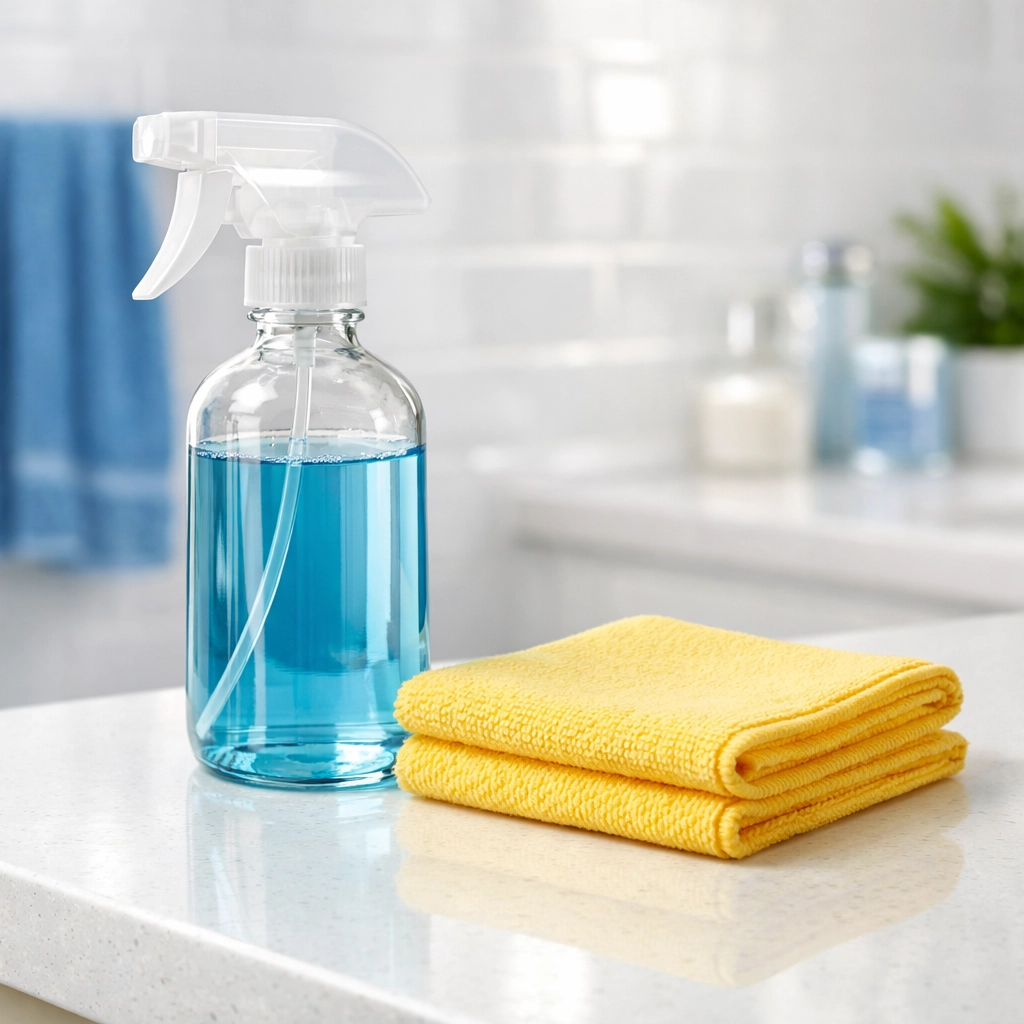 Eco-friendly products used for bi weekly house cleaning in a Forestdale bathroom.