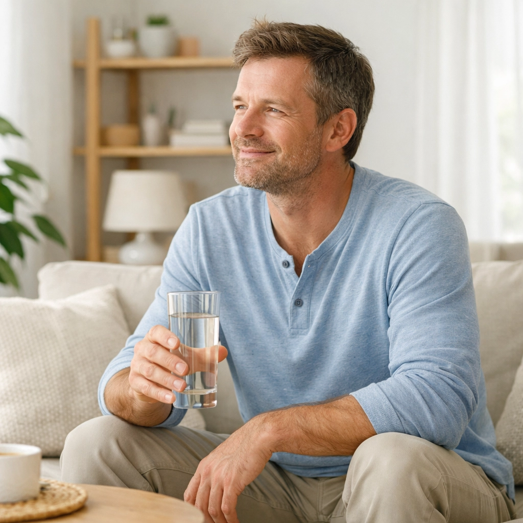 A patient practicing healthy habits and hydration during a medical weight loss treatment program.