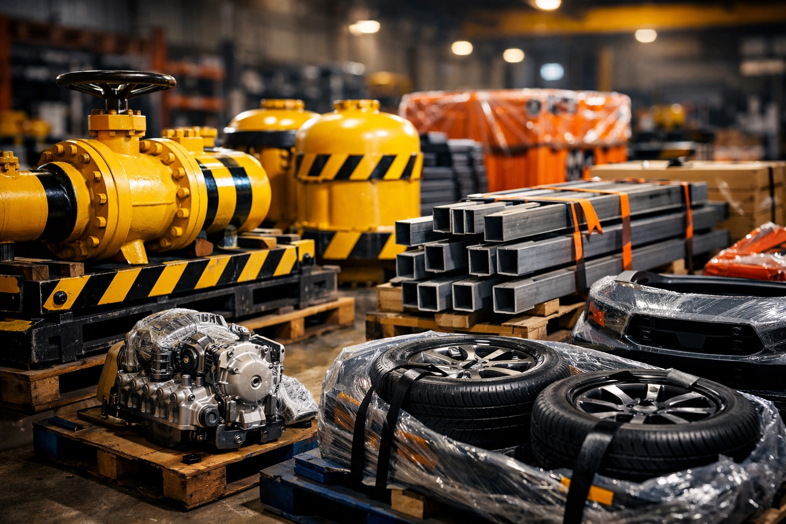 Specialized industrial cargo including oil and gas equipment ready for shipment