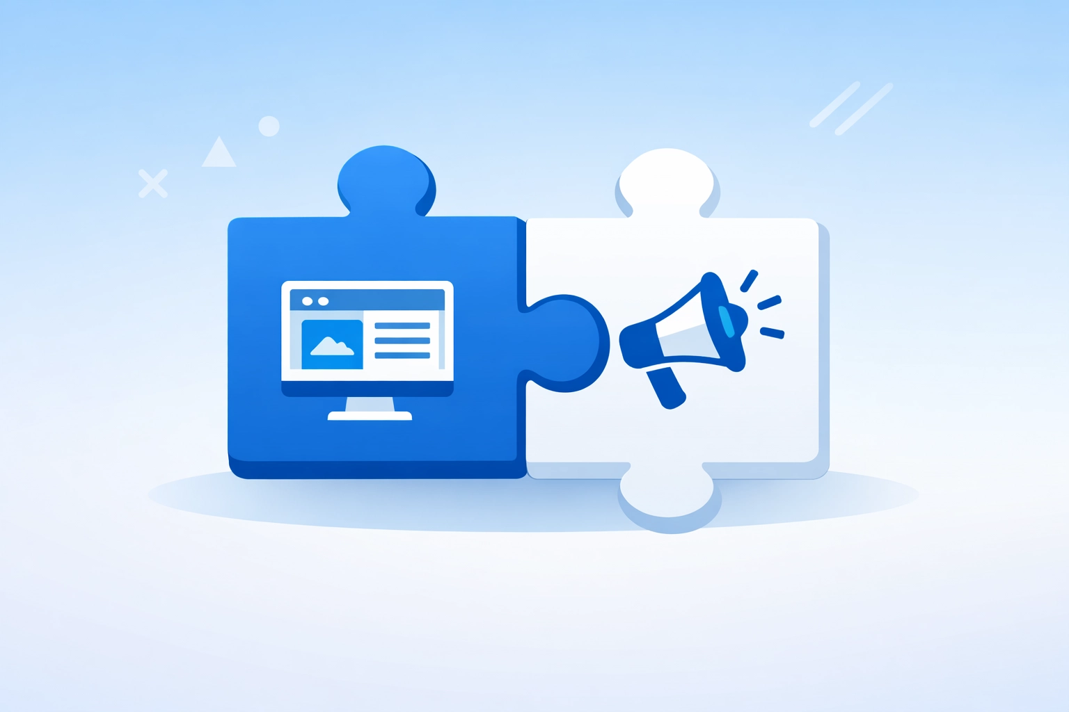 Web design and digital marketing puzzle pieces connecting together for small business success