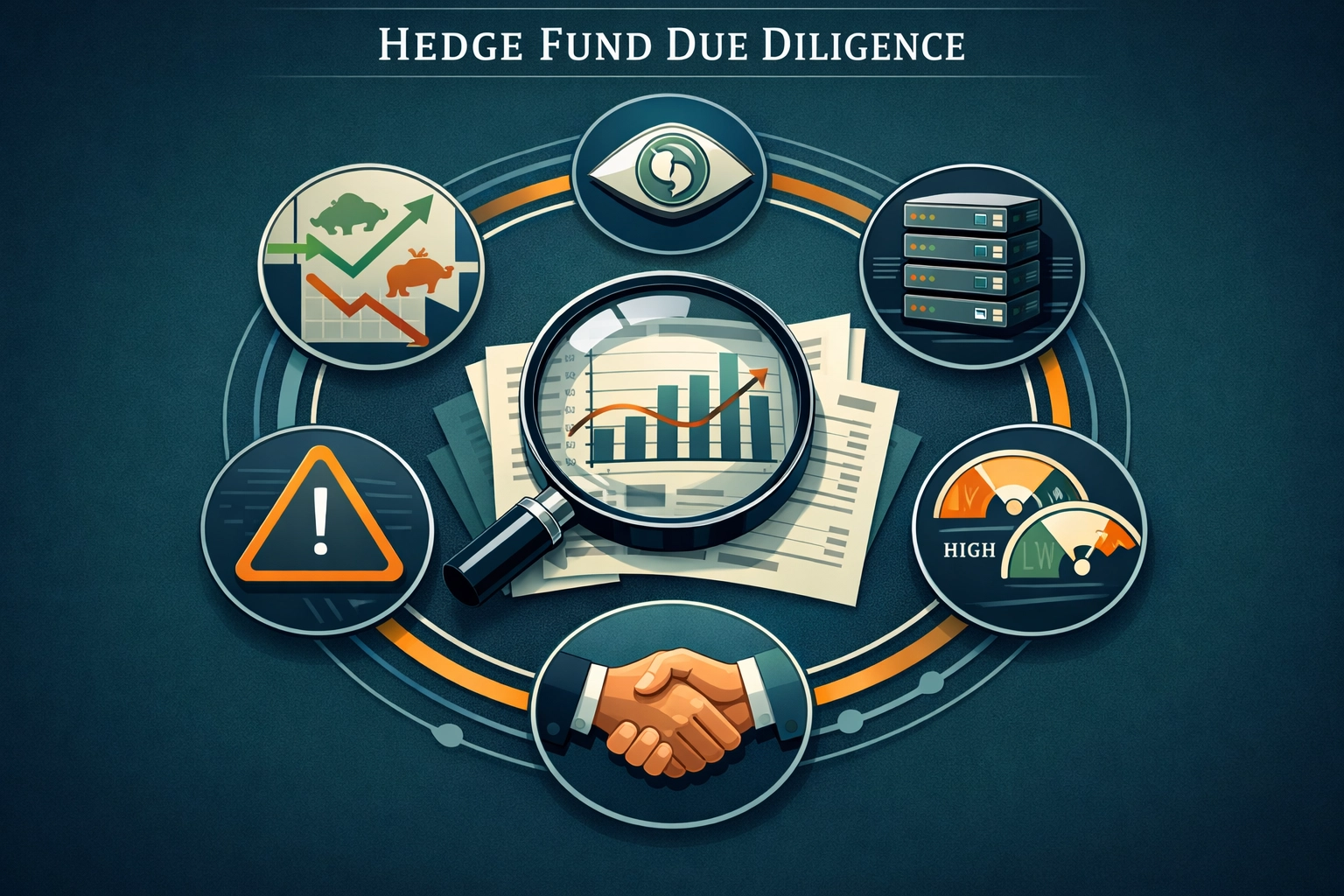 Hedge fund due diligence process workflow showing institutional manager selection criteria