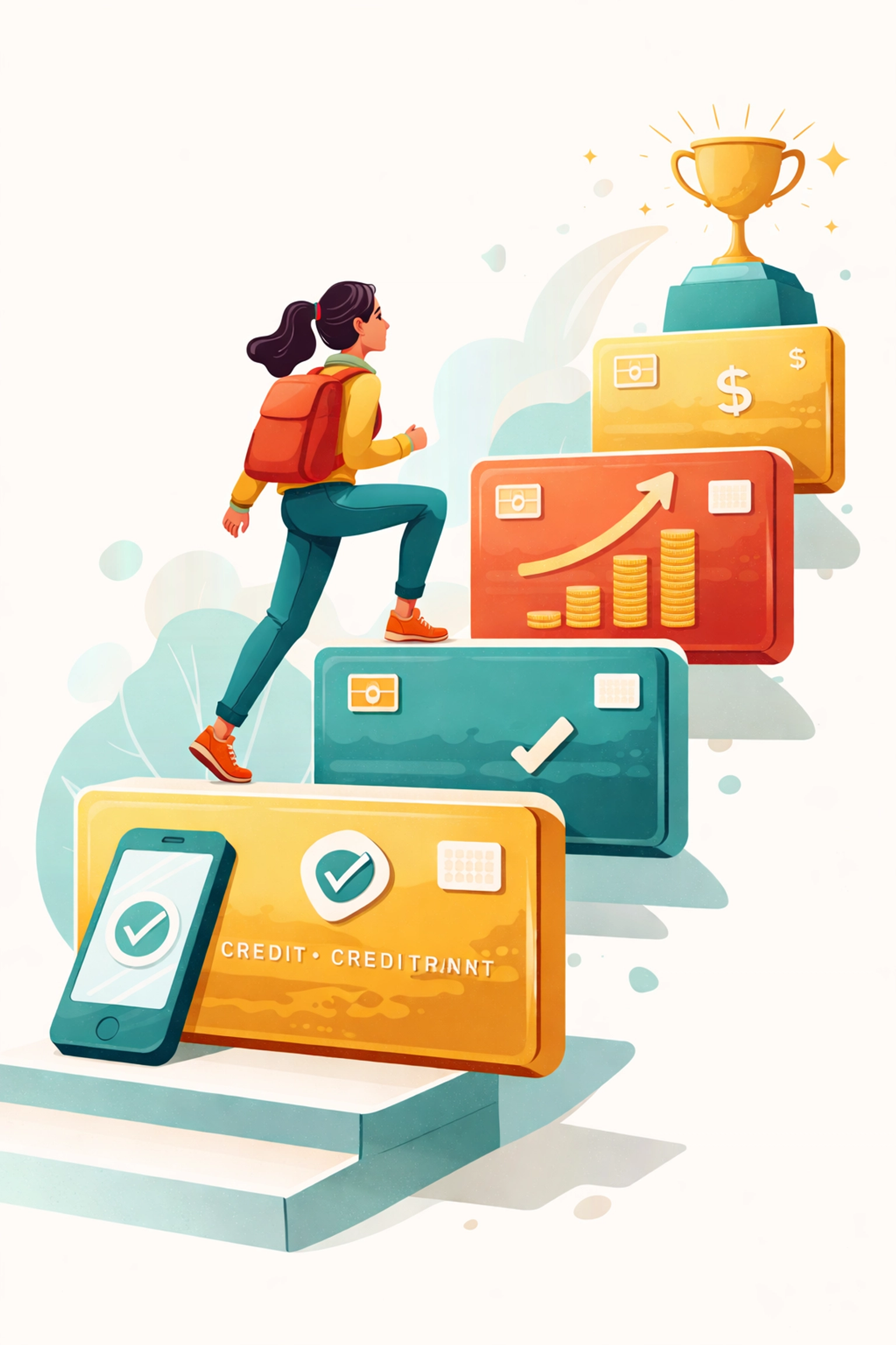 Person climbing steps toward financial freedom using credit card payoff strategies