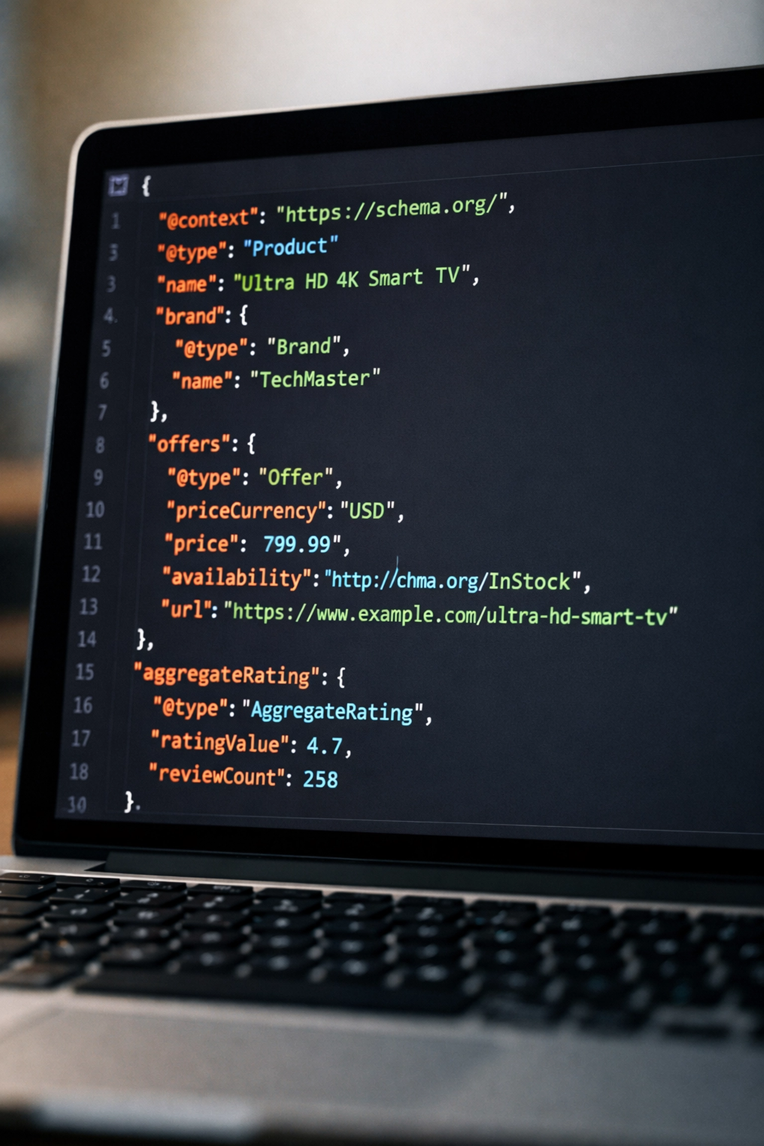 Schema.org Product markup structured data code example
