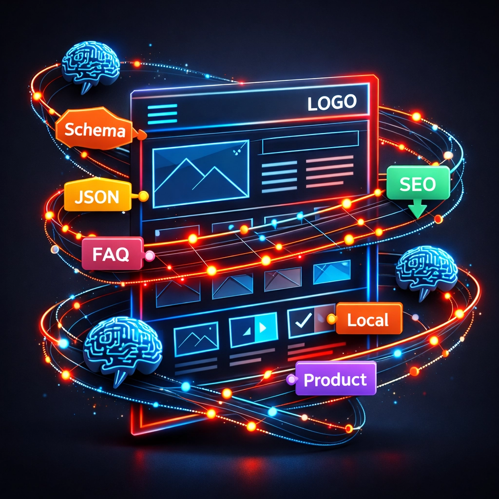 Website structure with schema markup visualization for Bristol AEO implementation