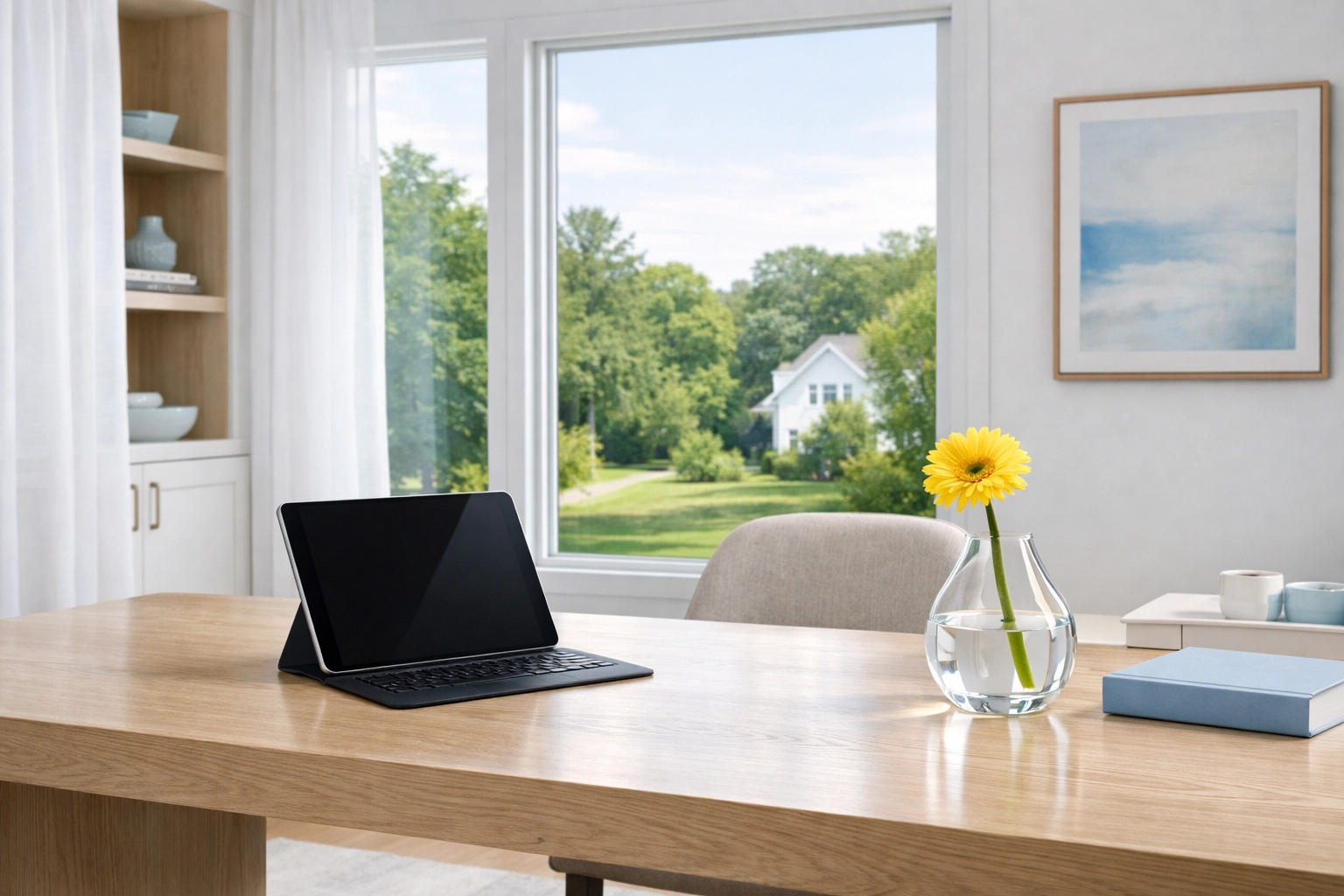 A spotless Wellesley home office illustrating the high standards of professional cleaning services near me.