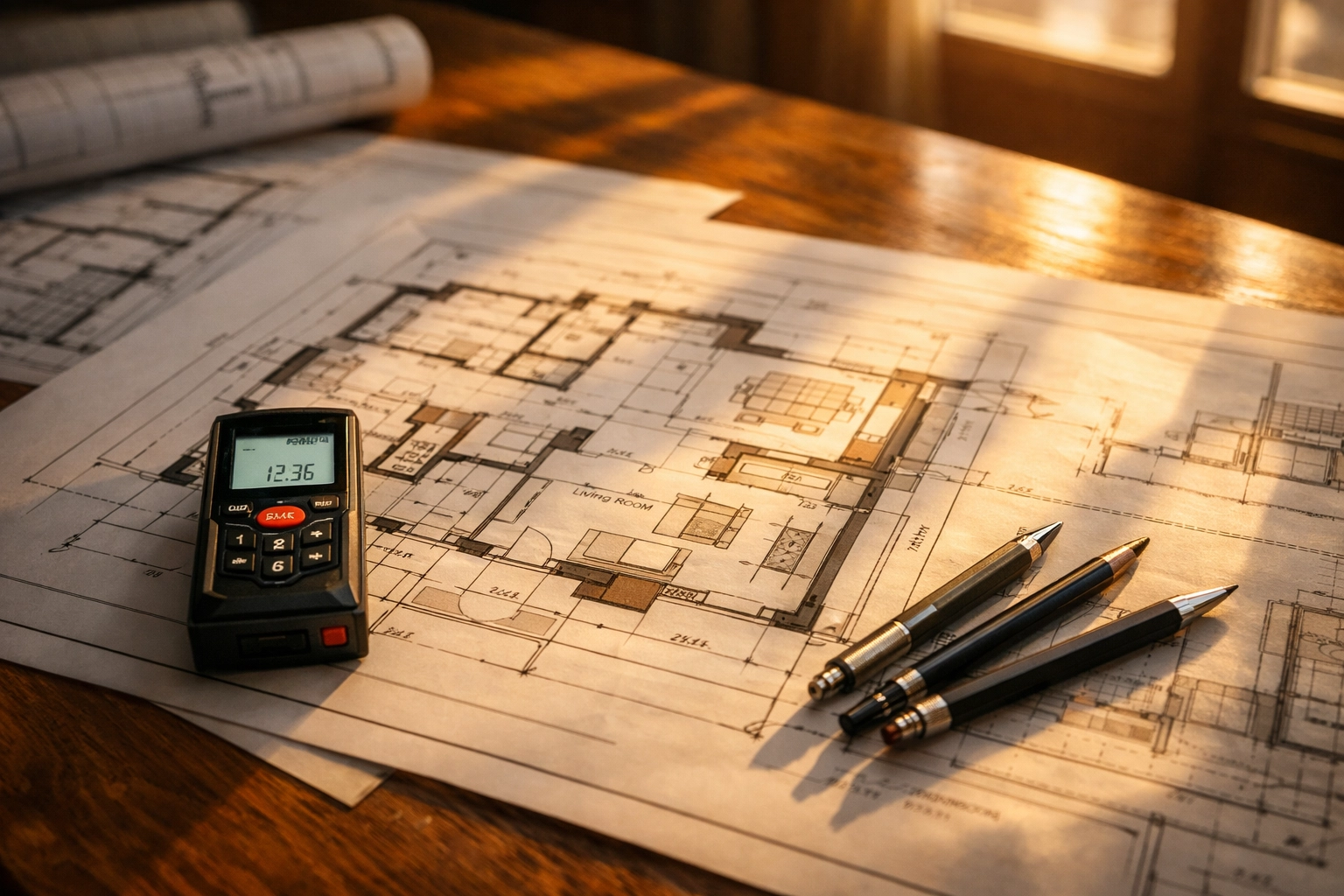 Architectural blueprints and planning documents for a professional West Sussex home extension.