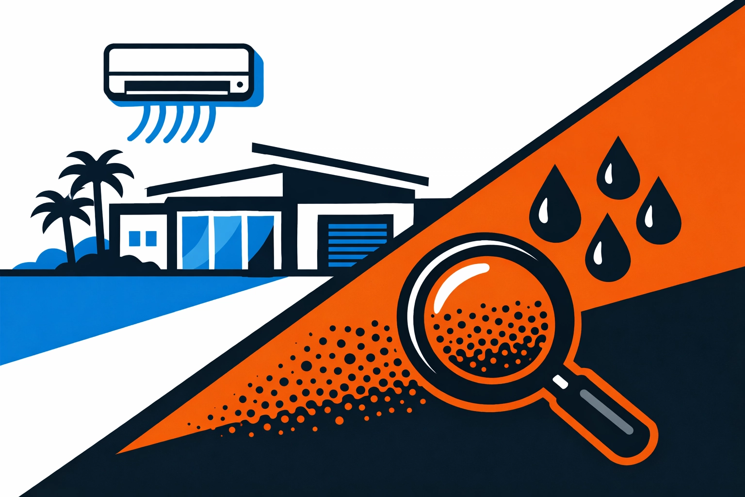 Illustration of humidity monitoring in a Florida home to prevent mold growth.