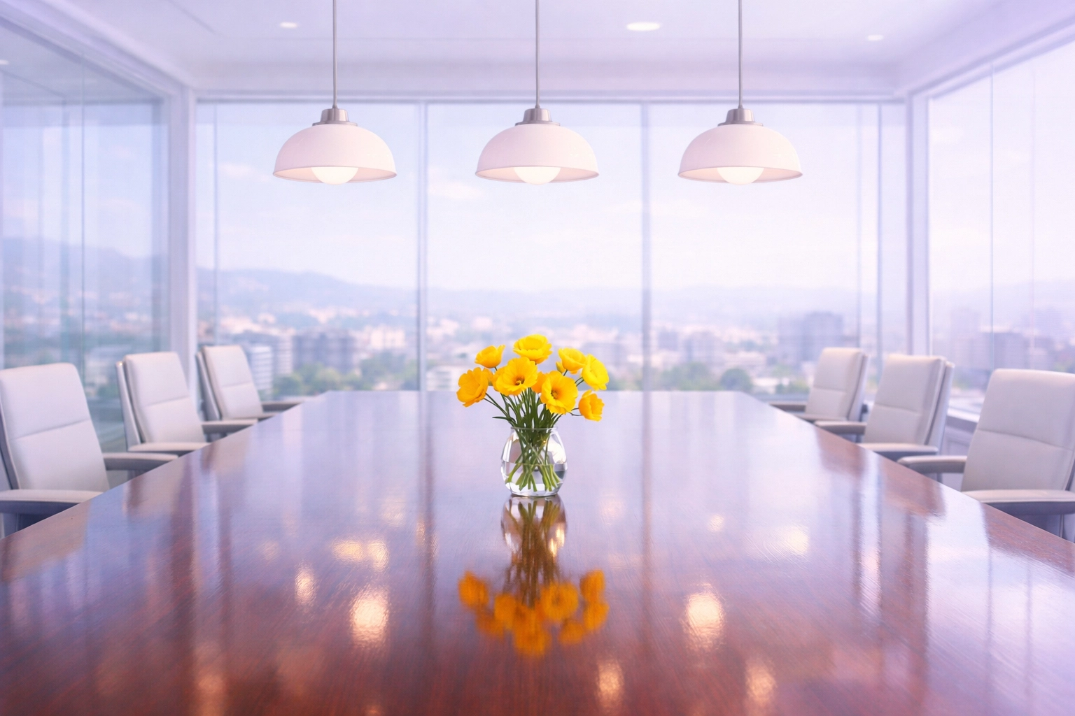 A spotless conference room reflecting professional office cleaning in Cedar Falls.