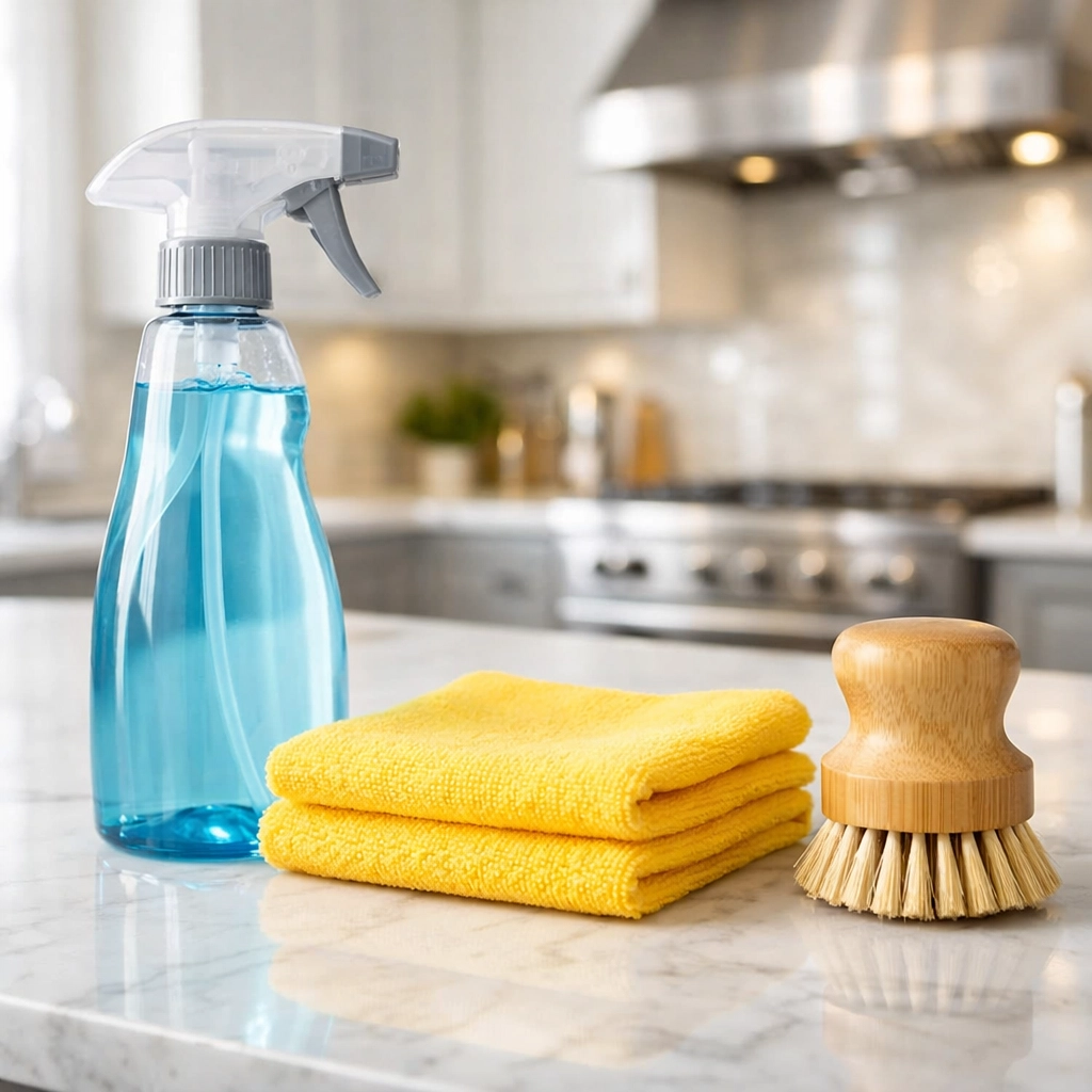 Eco-friendly supplies and non-toxic products used by professional cleaning services near me for a healthy home.