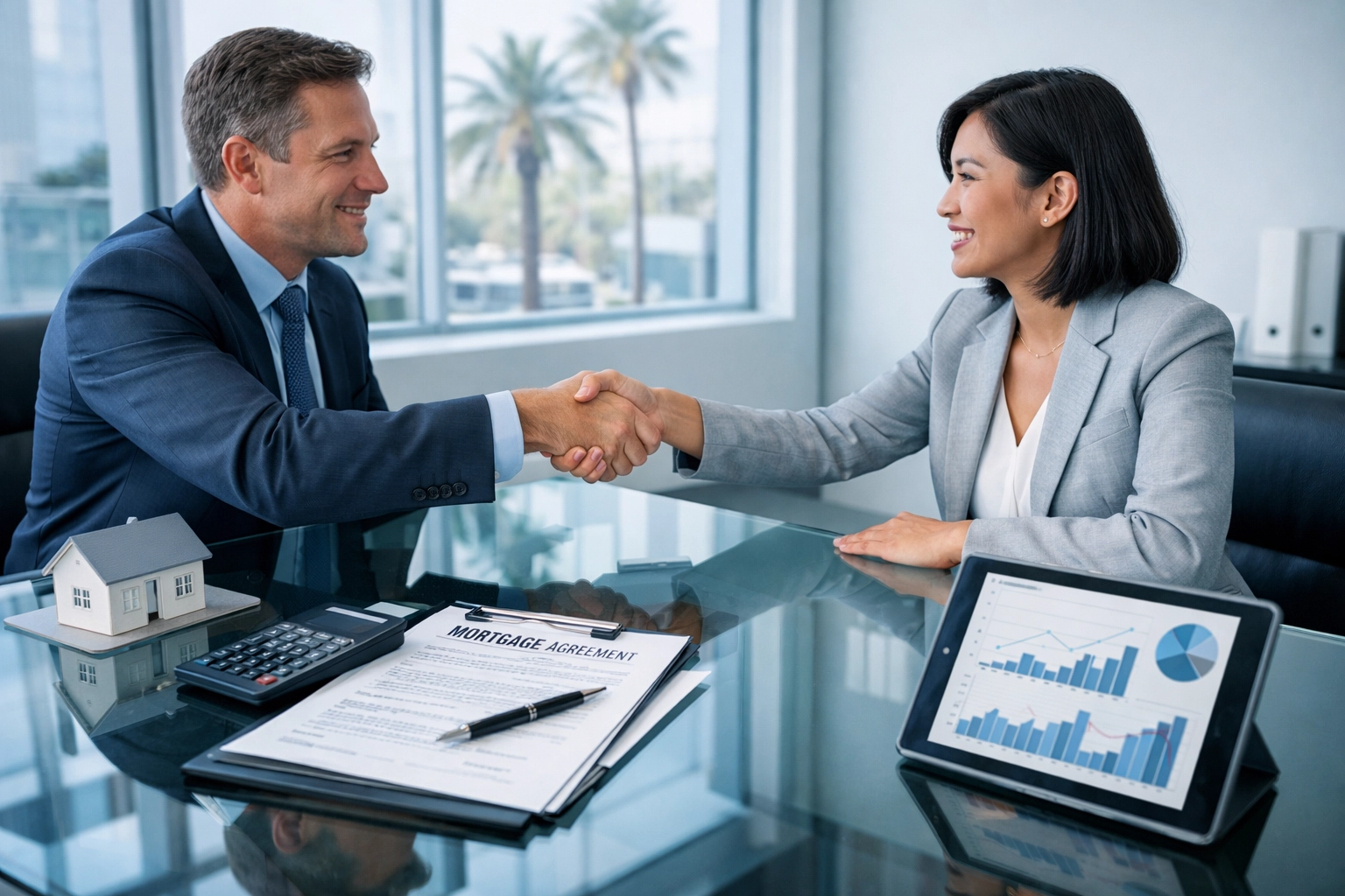 Professional mortgage broker consultation in California with documents and financial planning