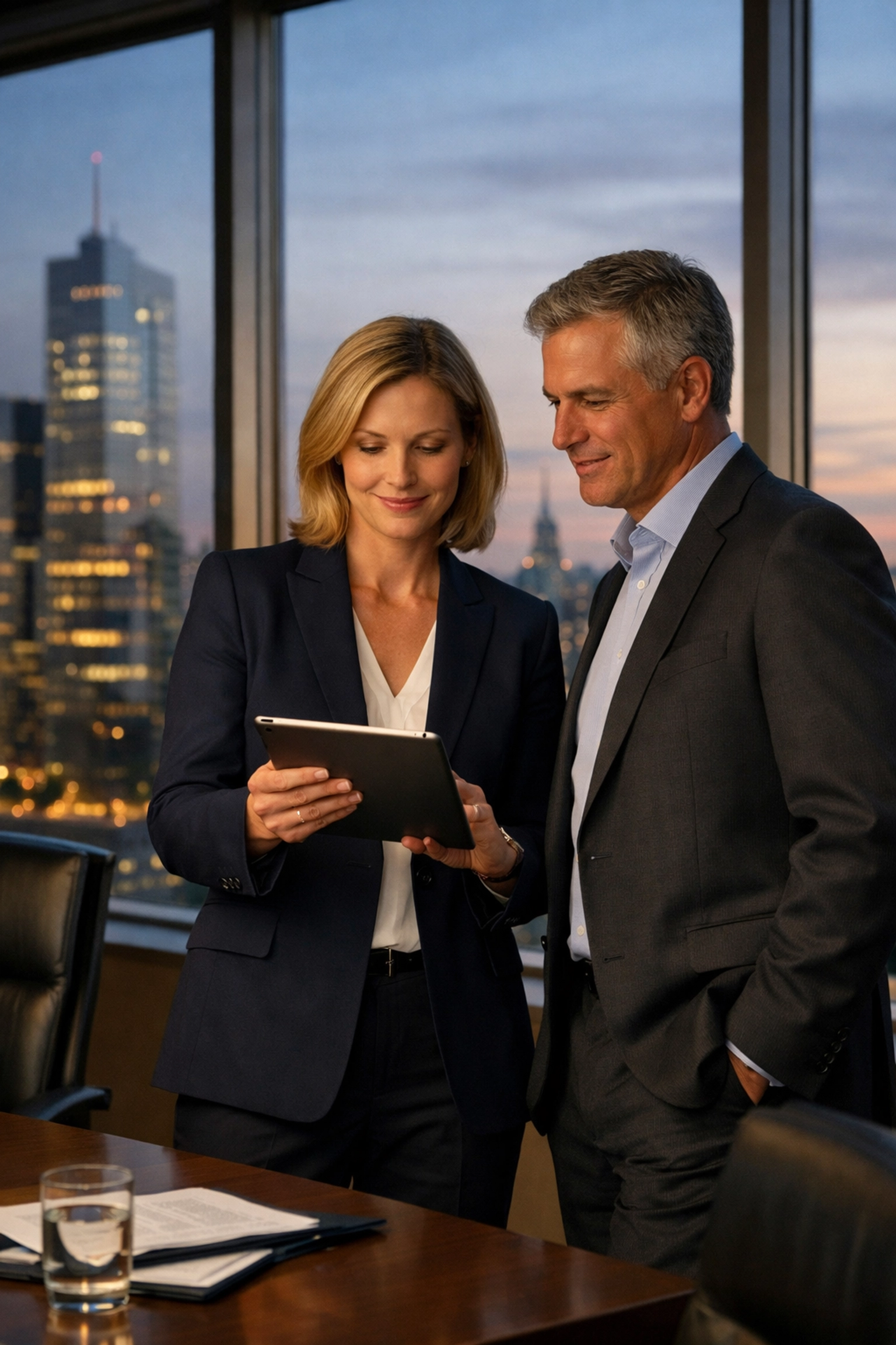 Executives discussing global compliance and data strategy with a ServiceNow implementation partner.