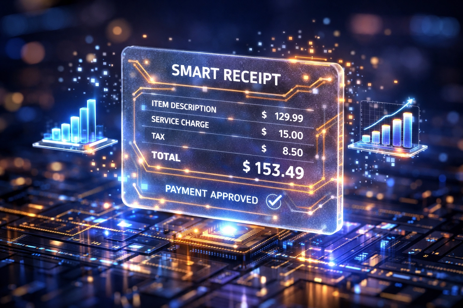 Holographic Larecoin NFT receipt for secure AI-powered Web3 payment verification and digital accounting.