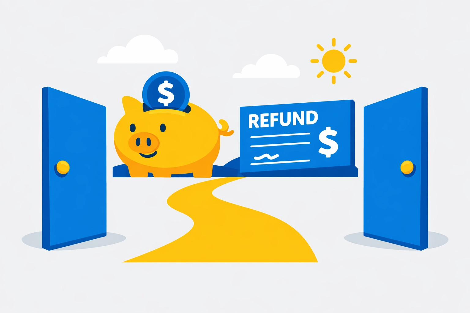 Illustration representing easy access to tax refunds and affordable tax services.