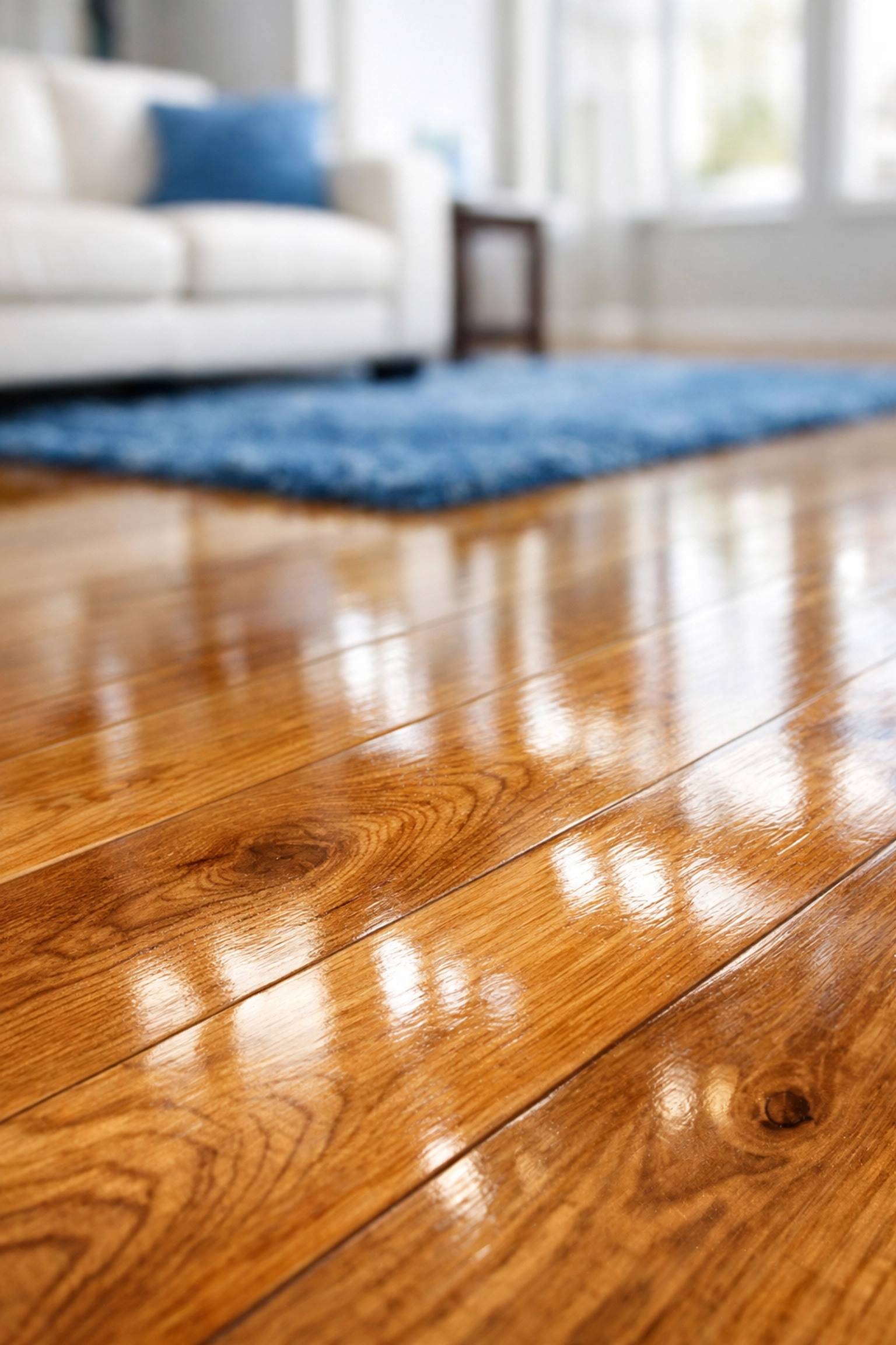 Streak-free polished hardwood floors after a thorough professional deep cleaning your Fitchburg home.