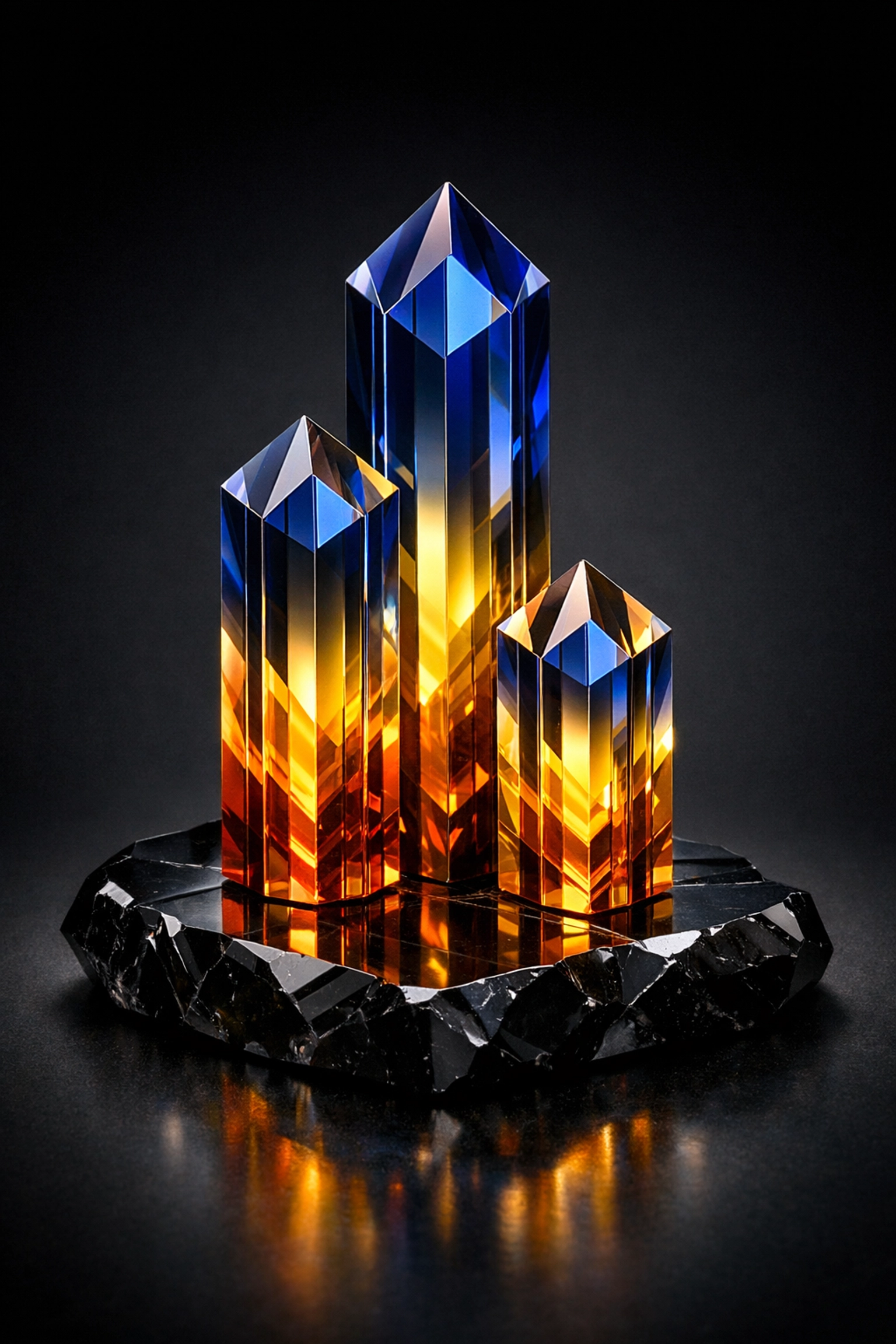 Three geometric pillars representing a tiered emergency fund strategy and financial security layers.