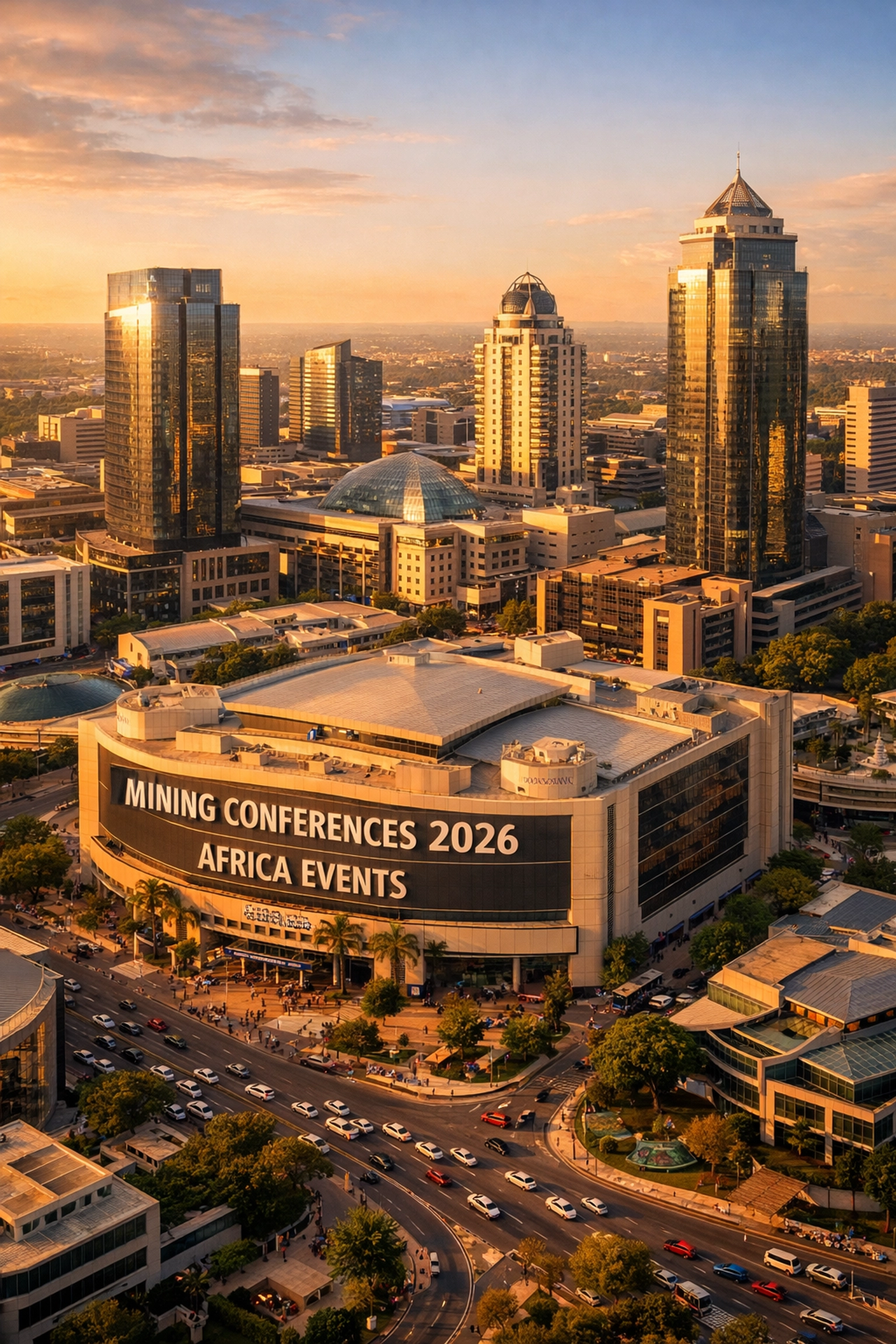 Sandton Convention Center skyline hosting Mining Conferences 2026 in Africa's wealthiest business district