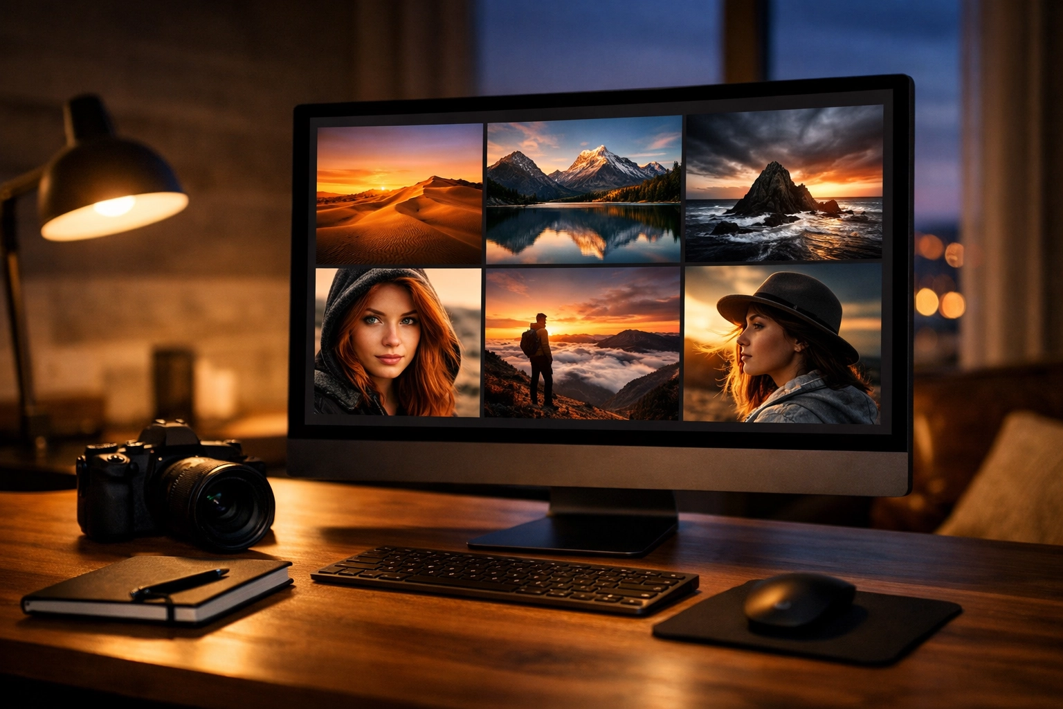 The Ultimate Guide to Proshoot.io: Everything You Need to Succeed as a Modern Creative 2 Digital photography portfolio displayed on a professional monitor in a minimalist creative workspace.