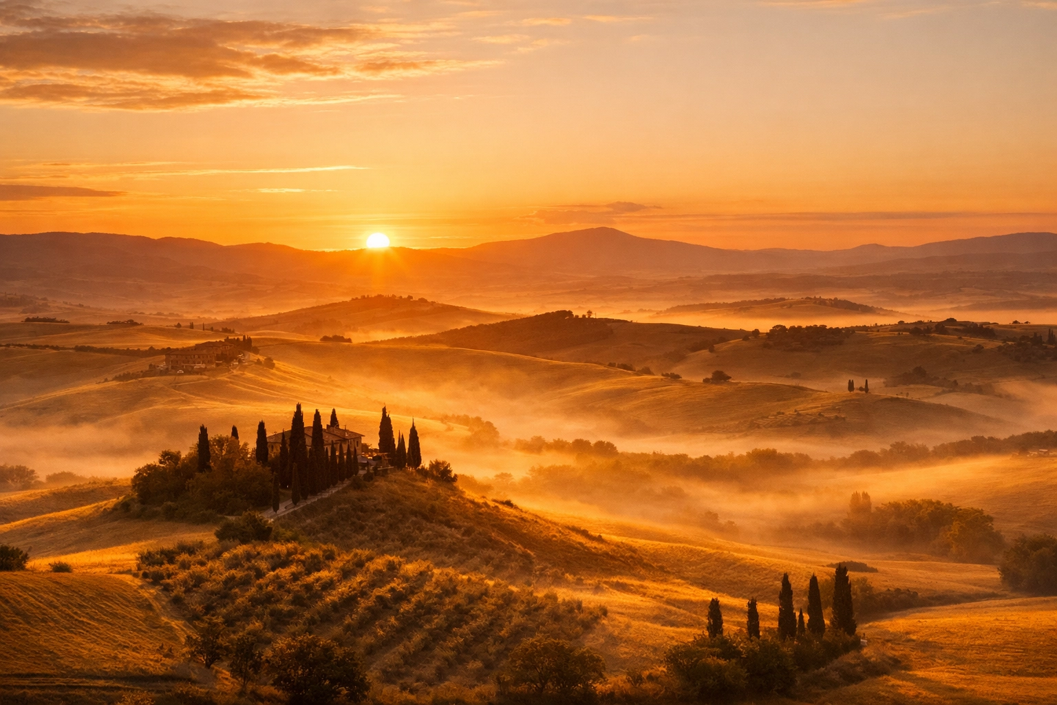 Golden hour hill landscape showing how perfect lighting helps fix common landscape photography mistakes.