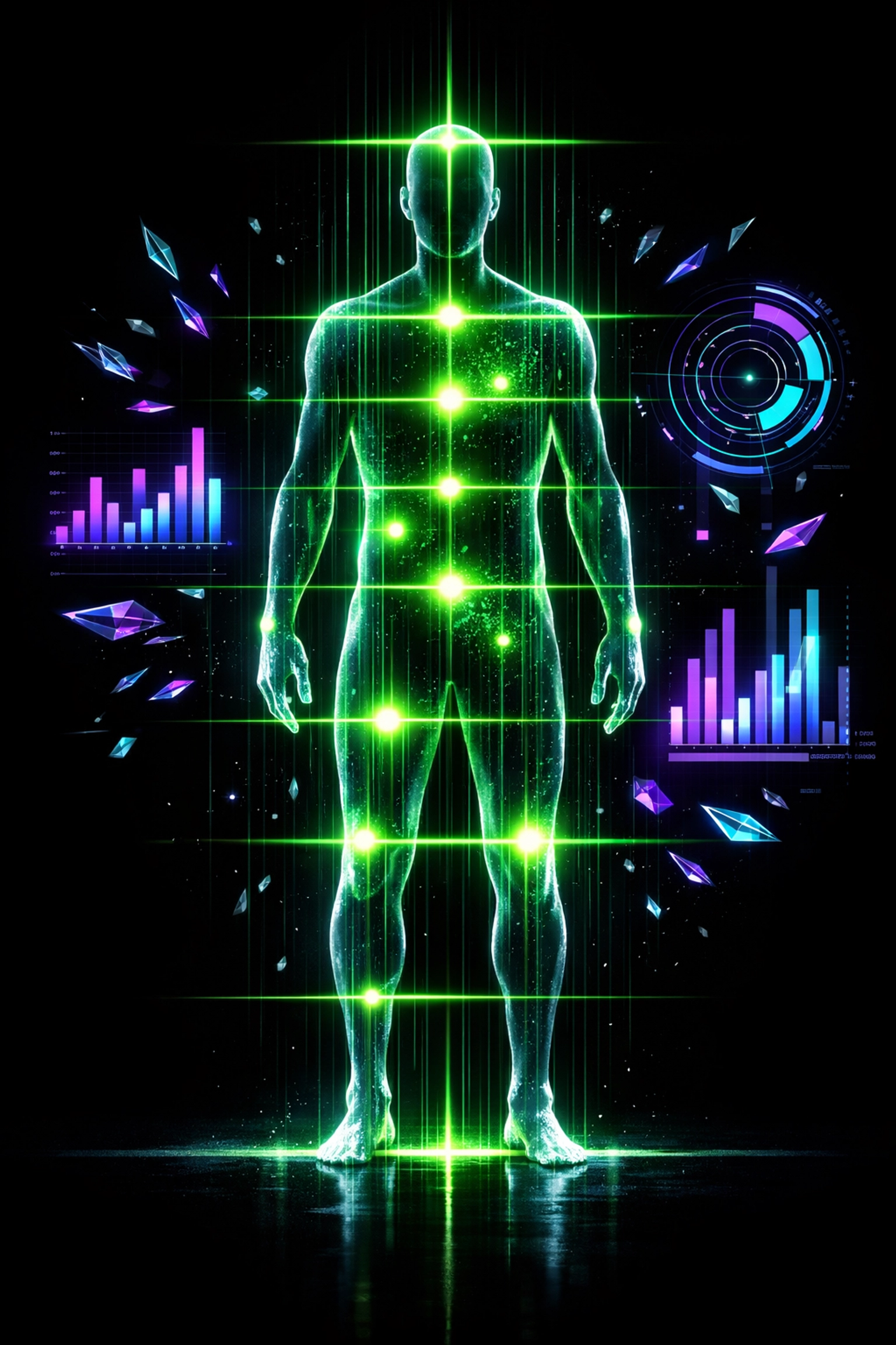 AI skills assessment scanning a digital silhouette to identify gaps and custom AI solutions for students.