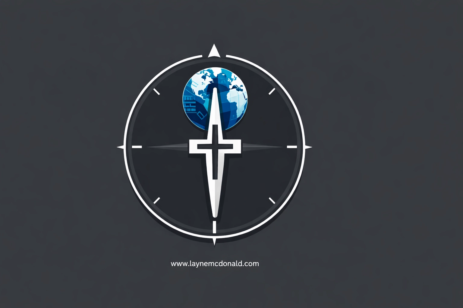 A compass with a cross-shaped needle pointing toward a globe, illustrating cultural awareness and faith.
